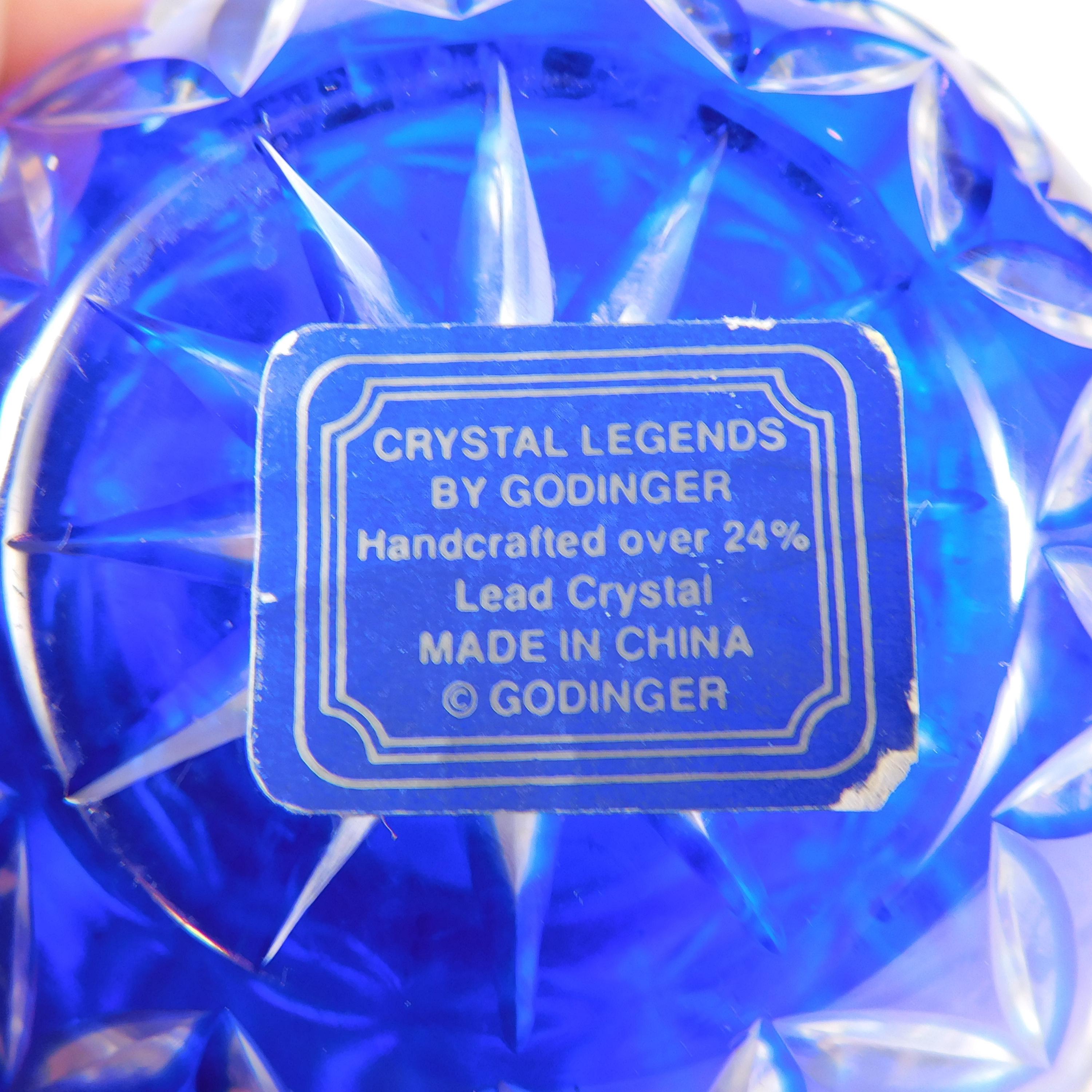 Pair of Two Blue Godinger Crystal Legends Cut to Clear Bowls # 27627