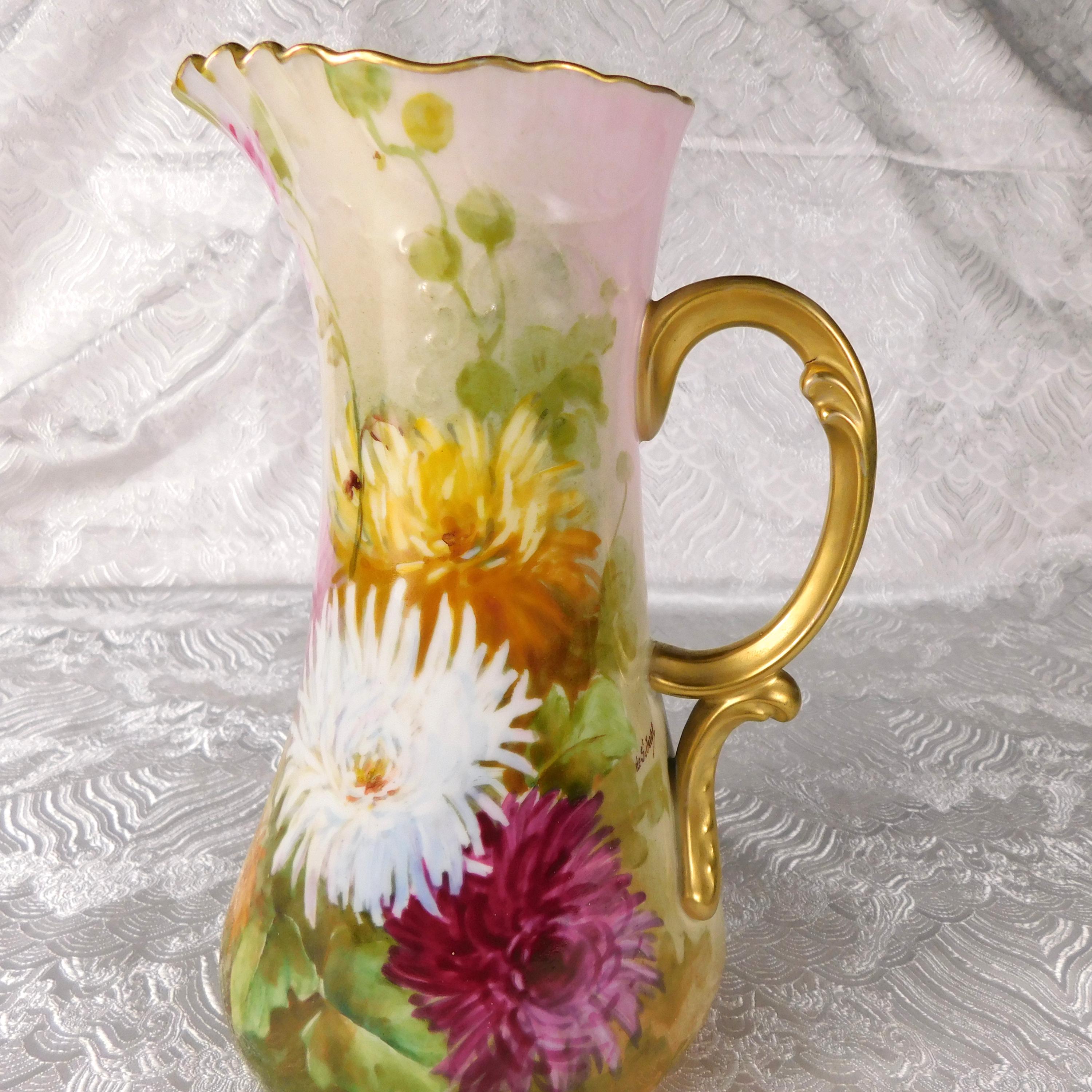 Jean Pouyat Limoges Hand Painted and Signed Chocolate Pot # 27594