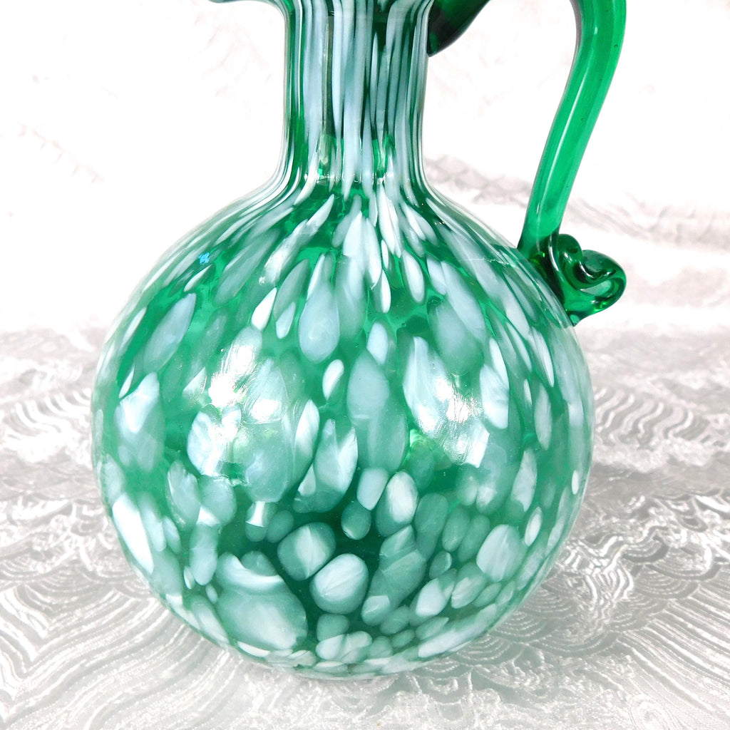 Green and White Glass Jug with Stopper # 27600
