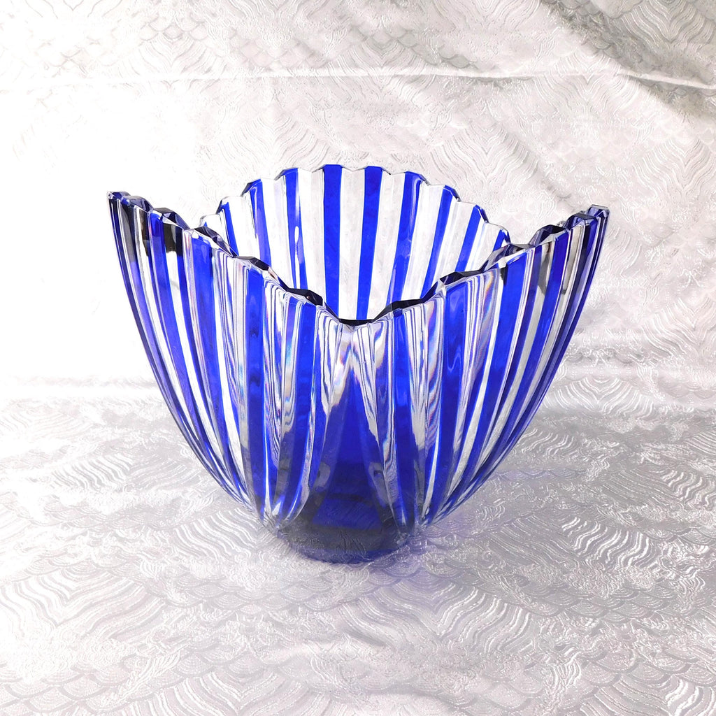 Large Blue and Clear Art Glass Bowl # 27665