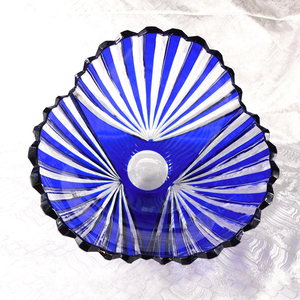 Large Blue and Clear Art Glass Bowl # 27665