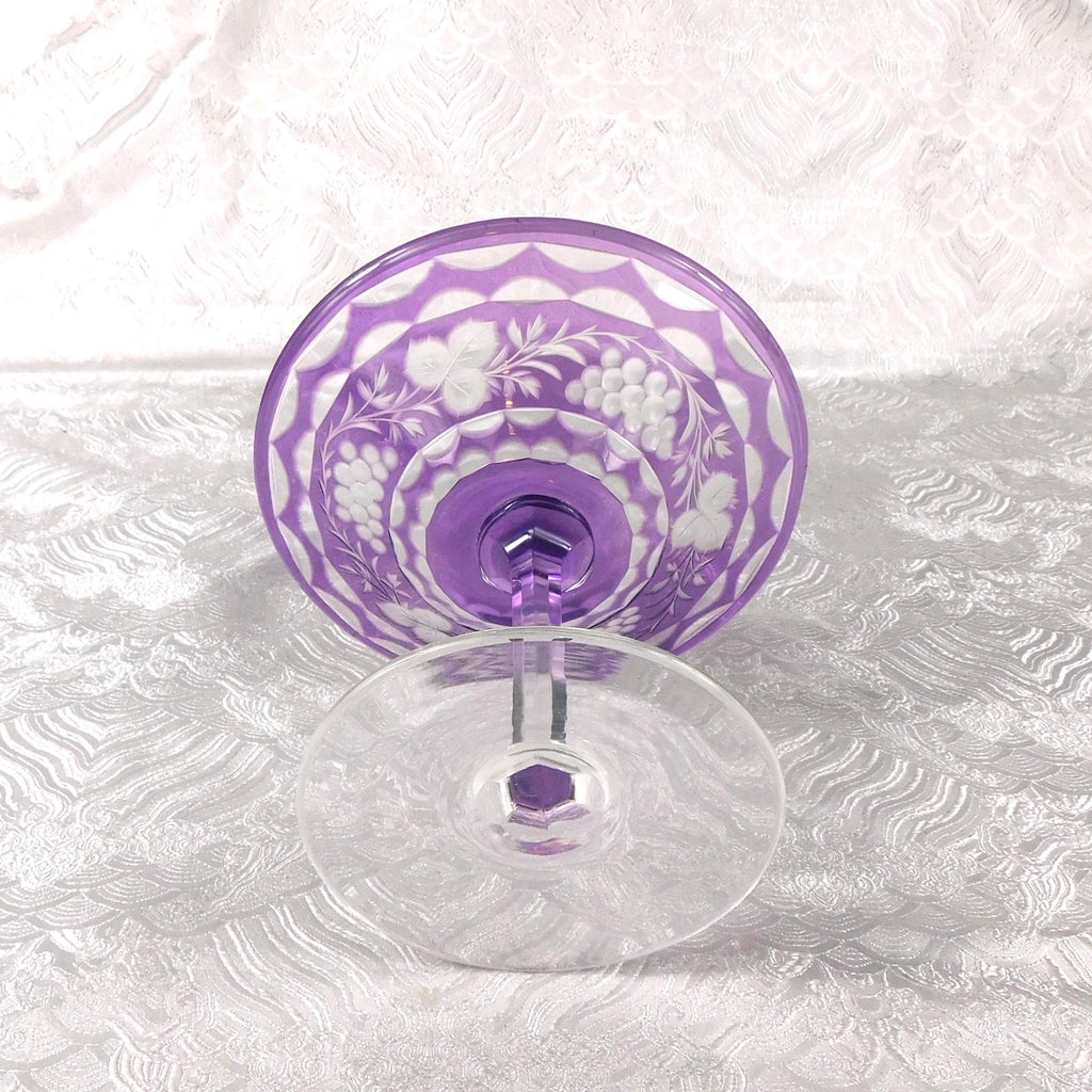 Purple Cut to Clear Footed Plate, Bowl or Bar Glass # 27652