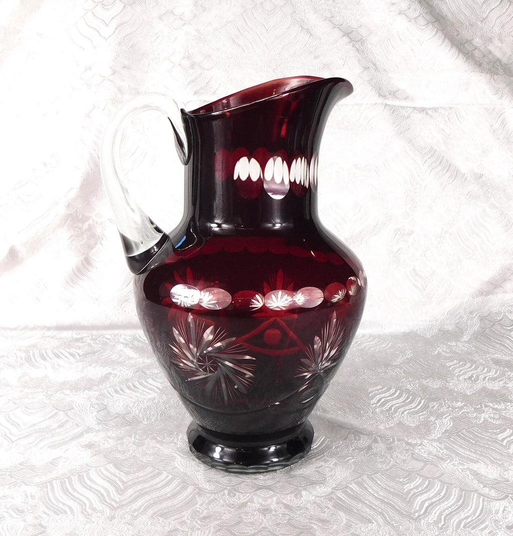 Large Red Cut to Clear Pitcher # 27636