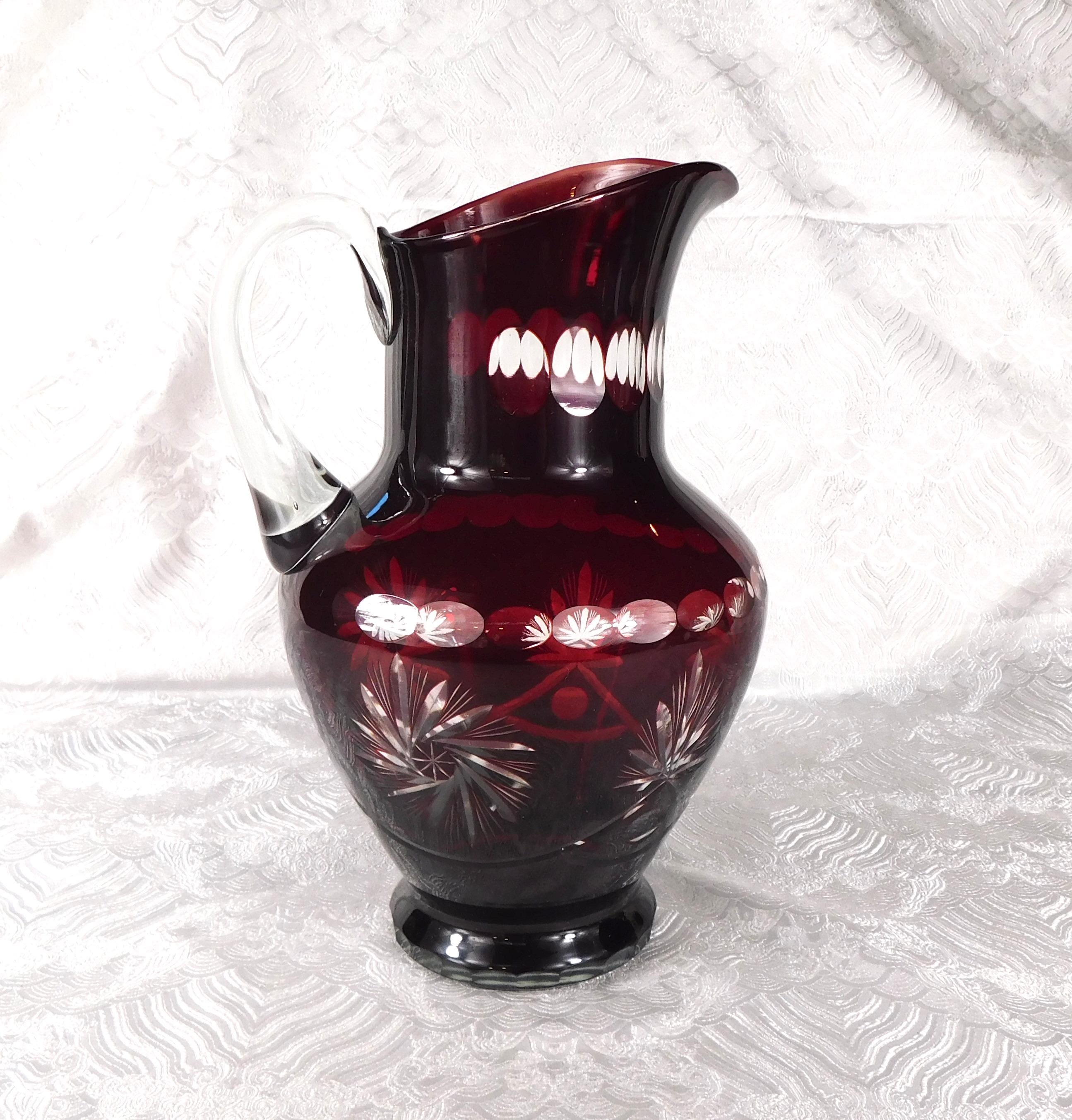 Large Red Cut to Clear Pitcher # 27636