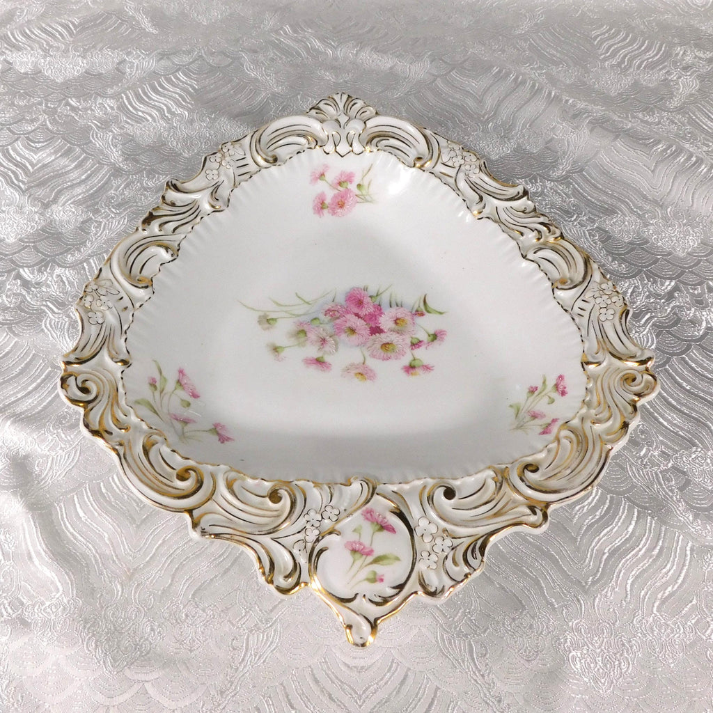 Carl Tielsch White Floral Triangular Bowl # 27644