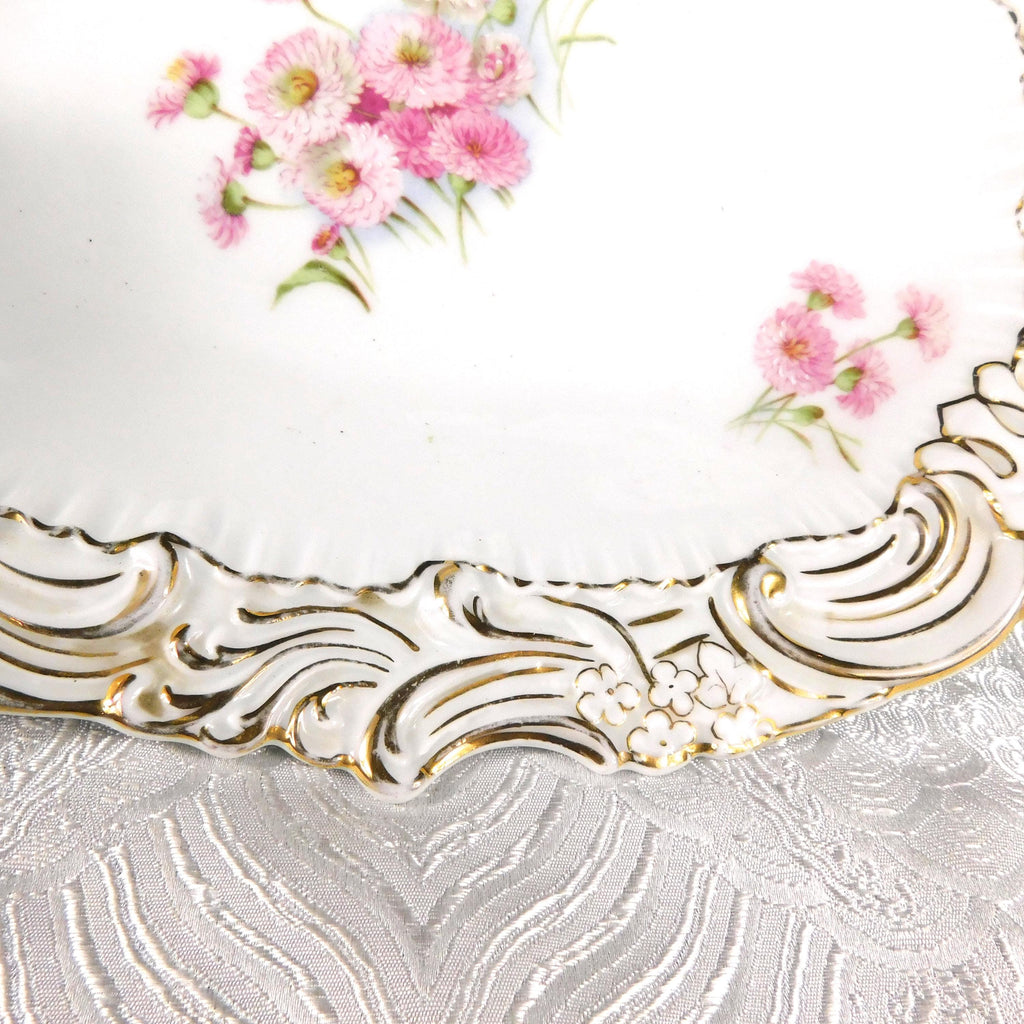 Carl Tielsch White Floral Triangular Bowl # 27644