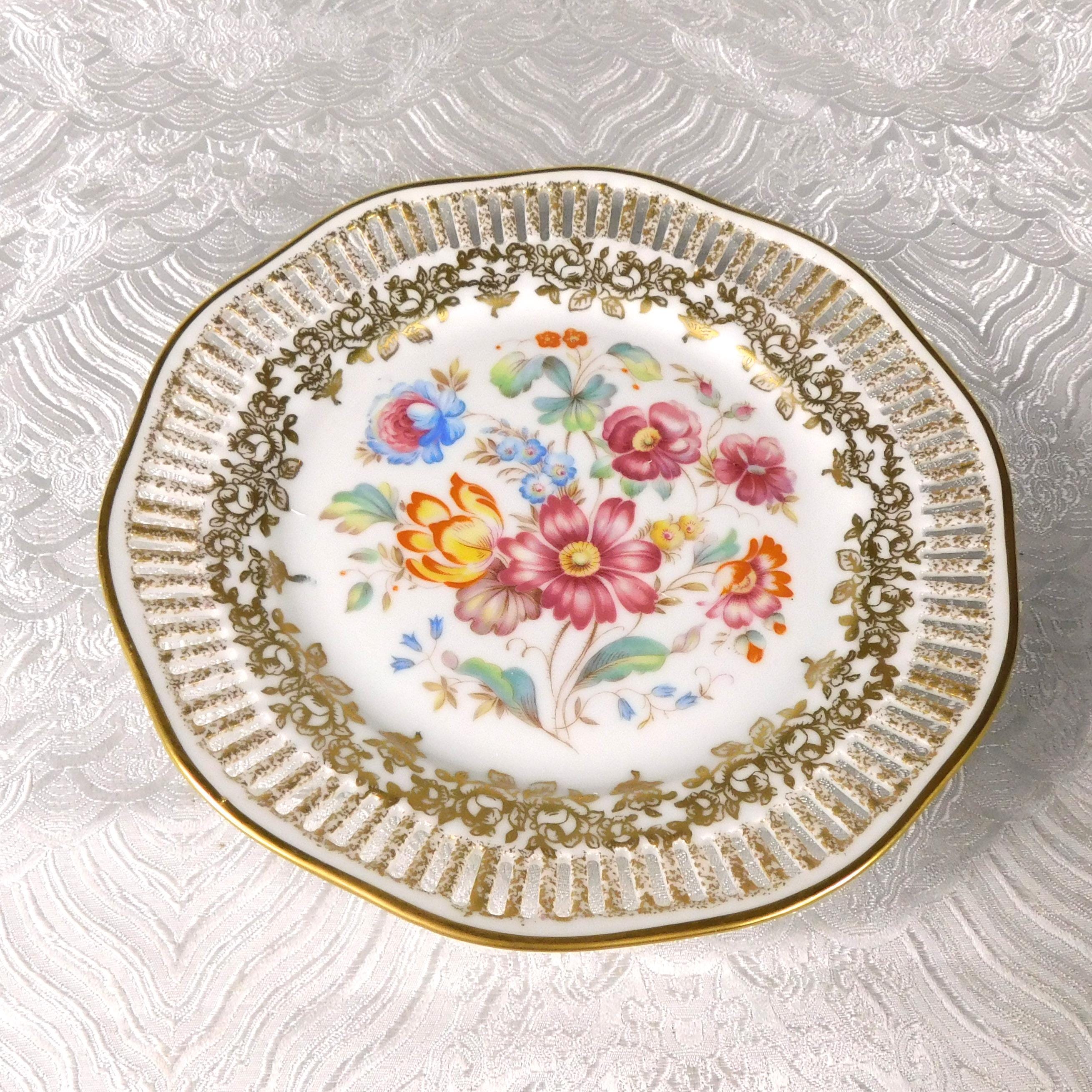 Set of Two Winterling Multicolor Floral Plates with Pierced Rims # 27646