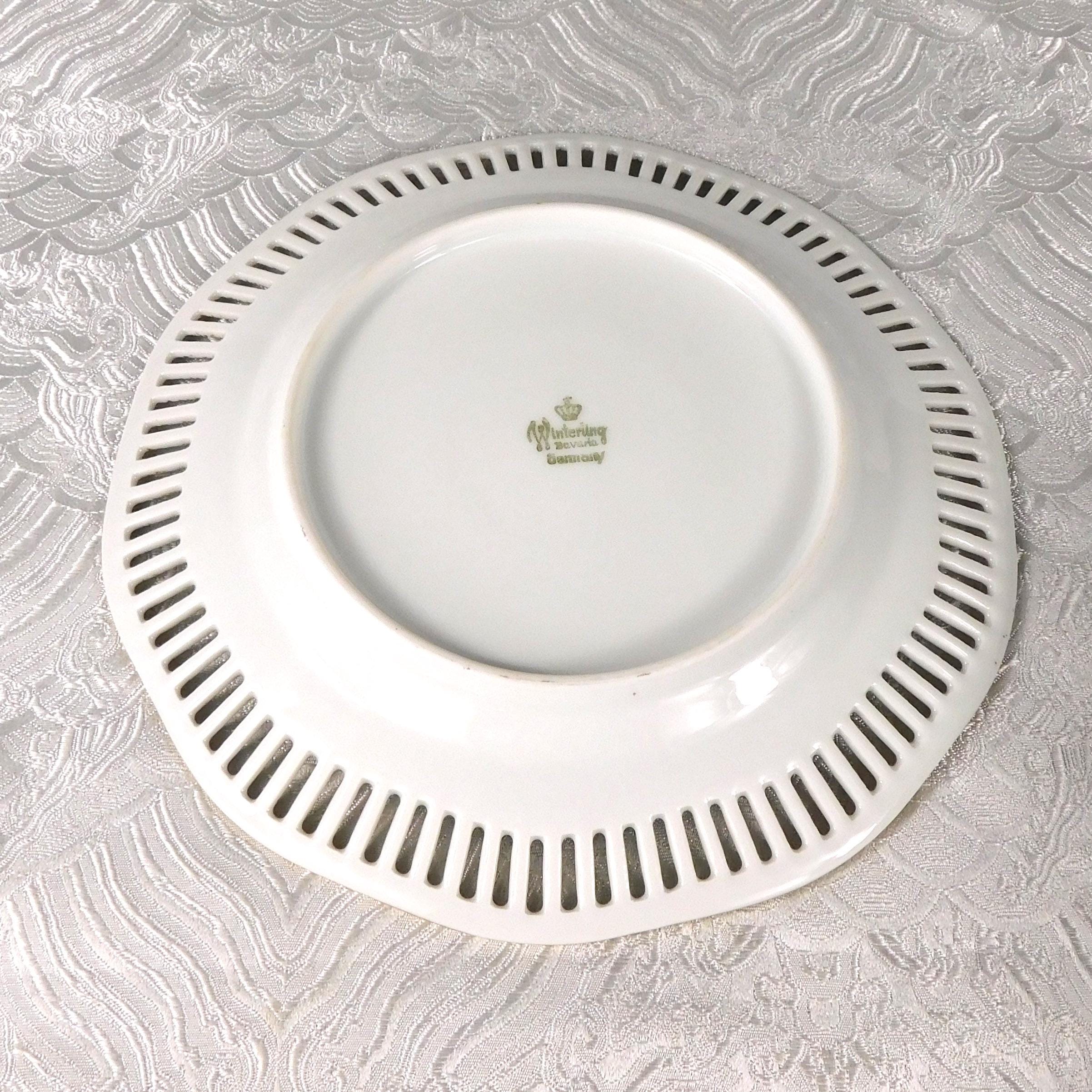 Set of Two Winterling Multicolor Floral Plates with Pierced Rims # 27646