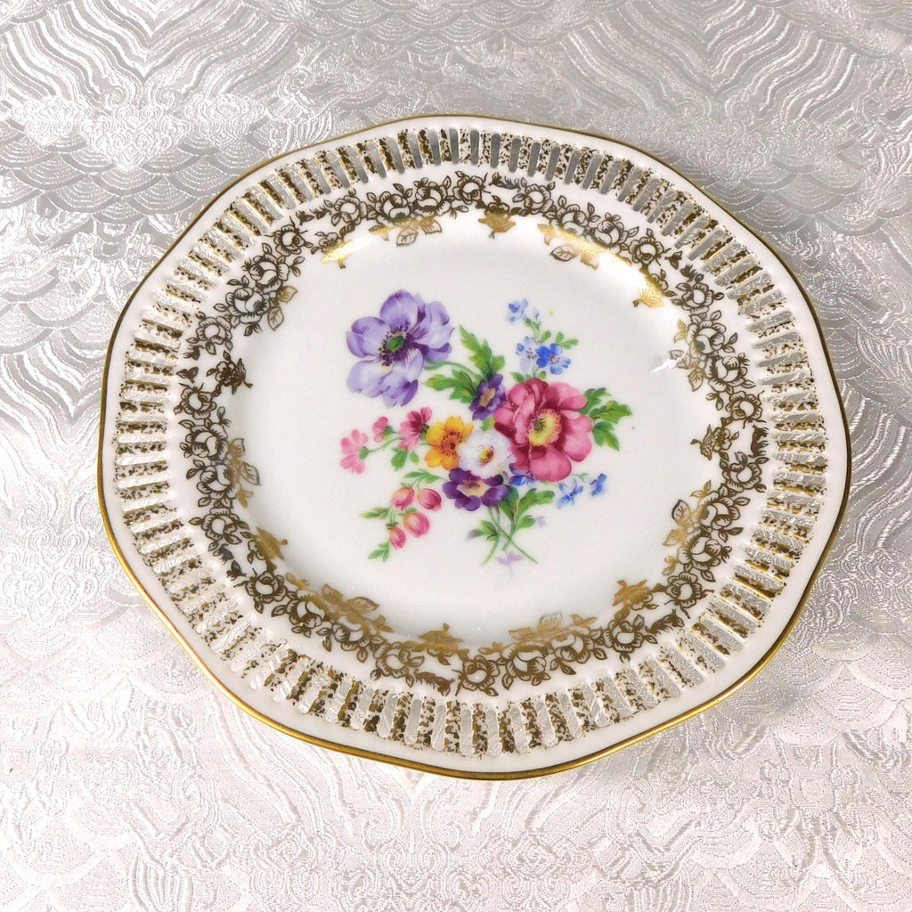 Set of Two Winterling Multicolor Floral Plates with Pierced Rims # 27646