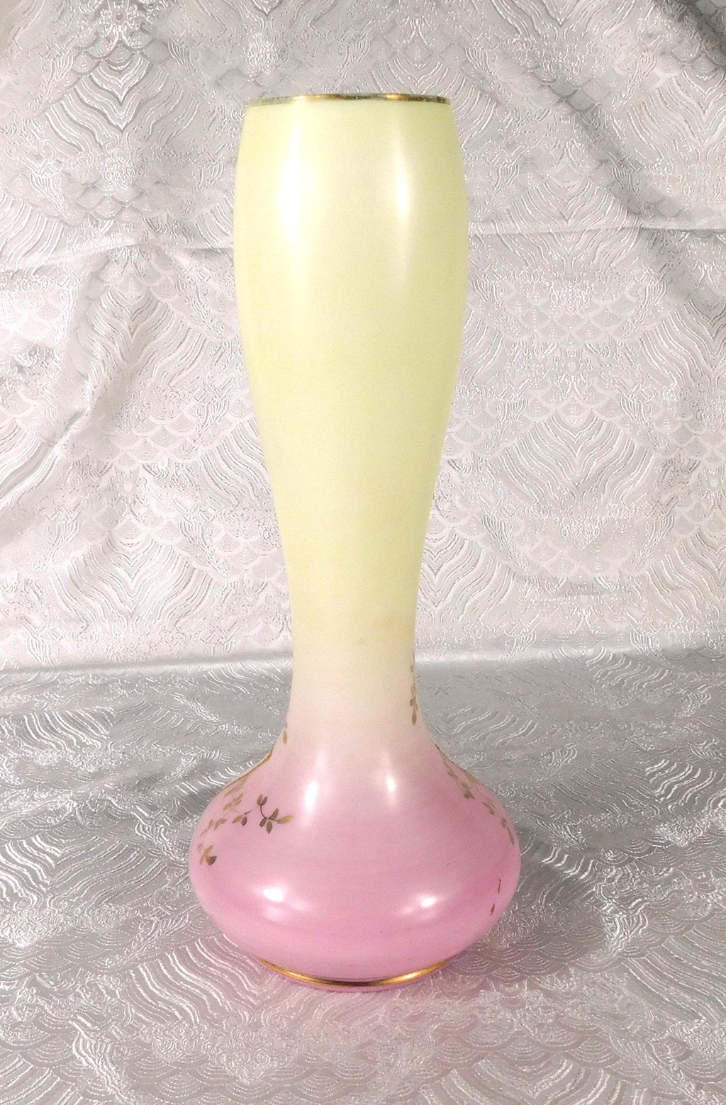 Pink and Cream Vase with Angel Design and Gold Trim   # 27649