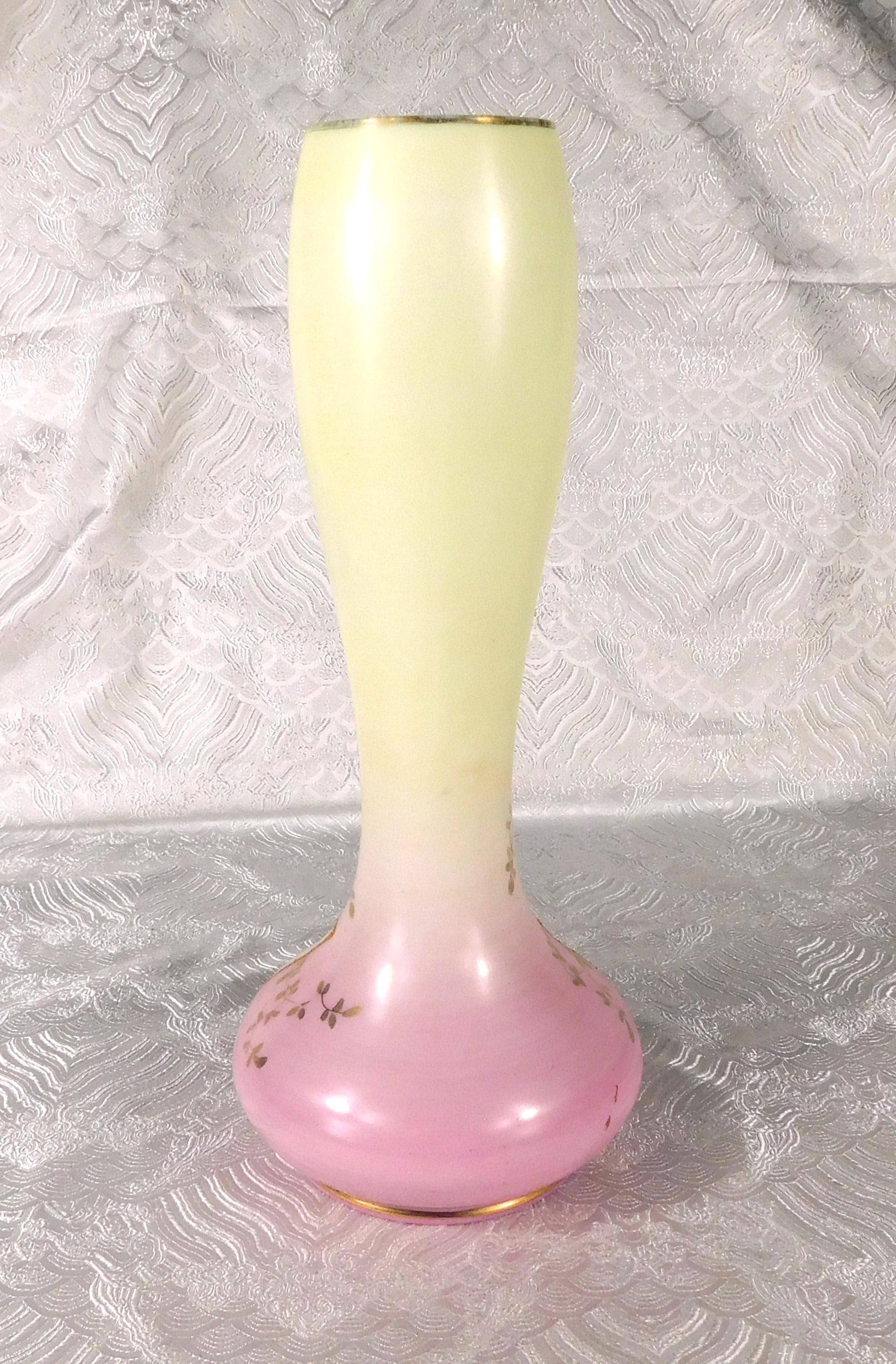 Pink and Cream Vase with Angel Design and Gold Trim   # 27649