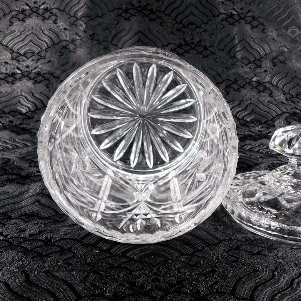 Heavy Cut Crystal Biscuit Barrel with Whirling Stars # 27610