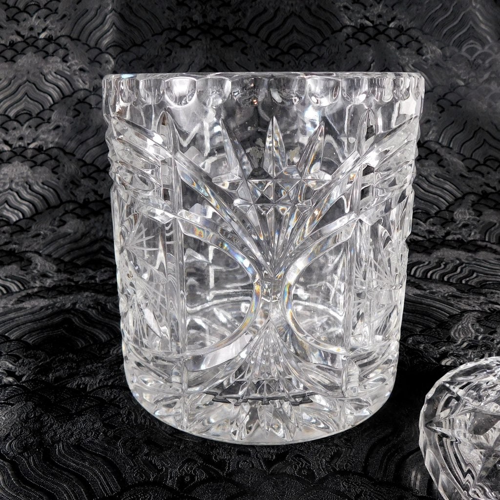 Heavy Cut Crystal Biscuit Barrel with Whirling Stars # 27610