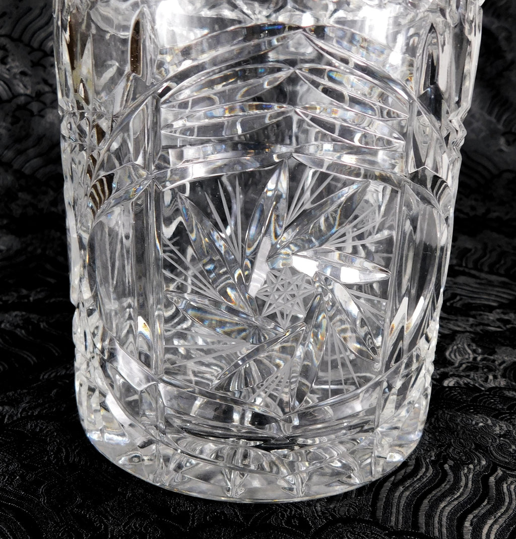 Heavy Cut Crystal Biscuit Barrel with Whirling Stars # 27610