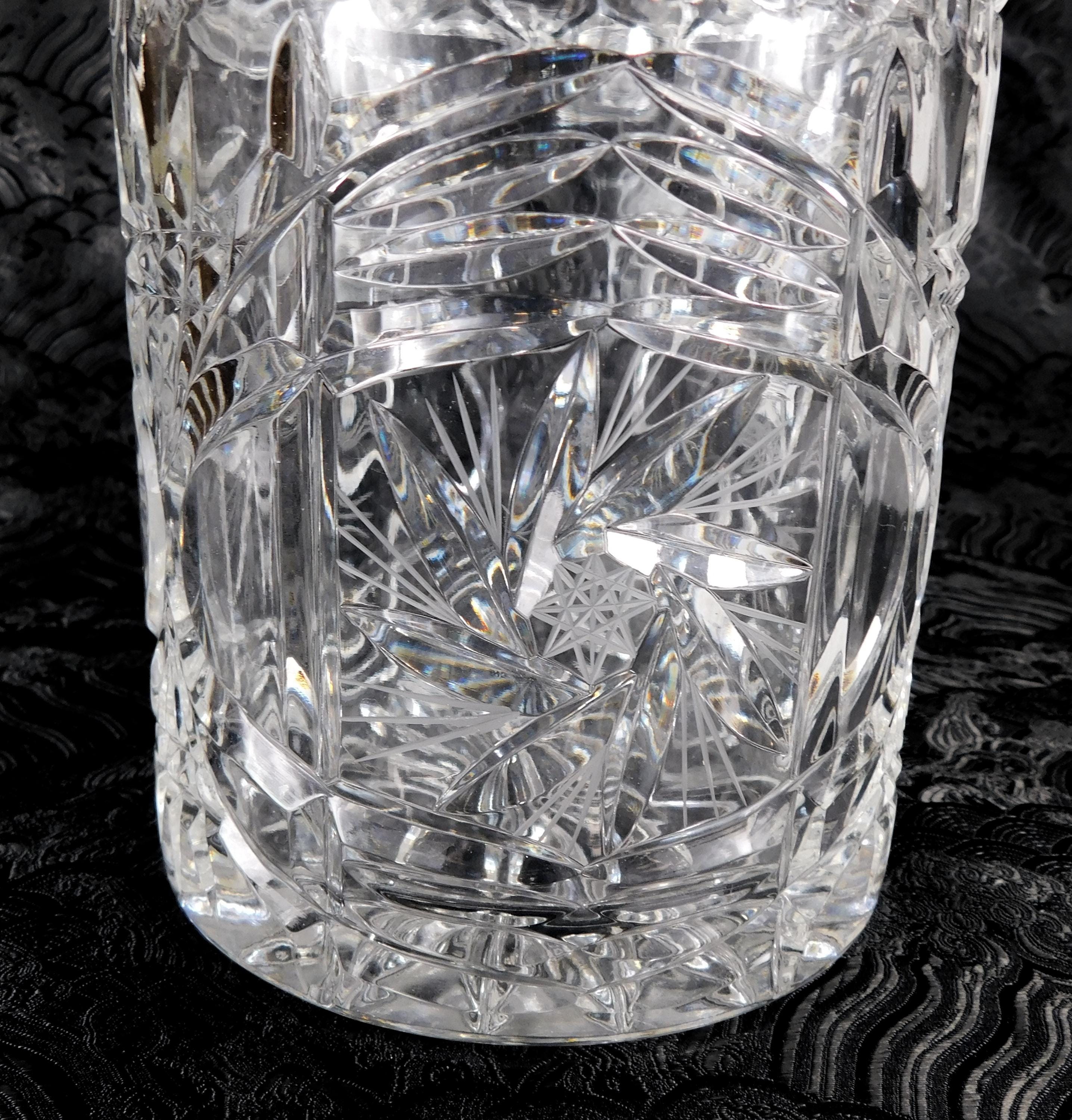Heavy Cut Crystal Biscuit Barrel with Whirling Stars # 27610