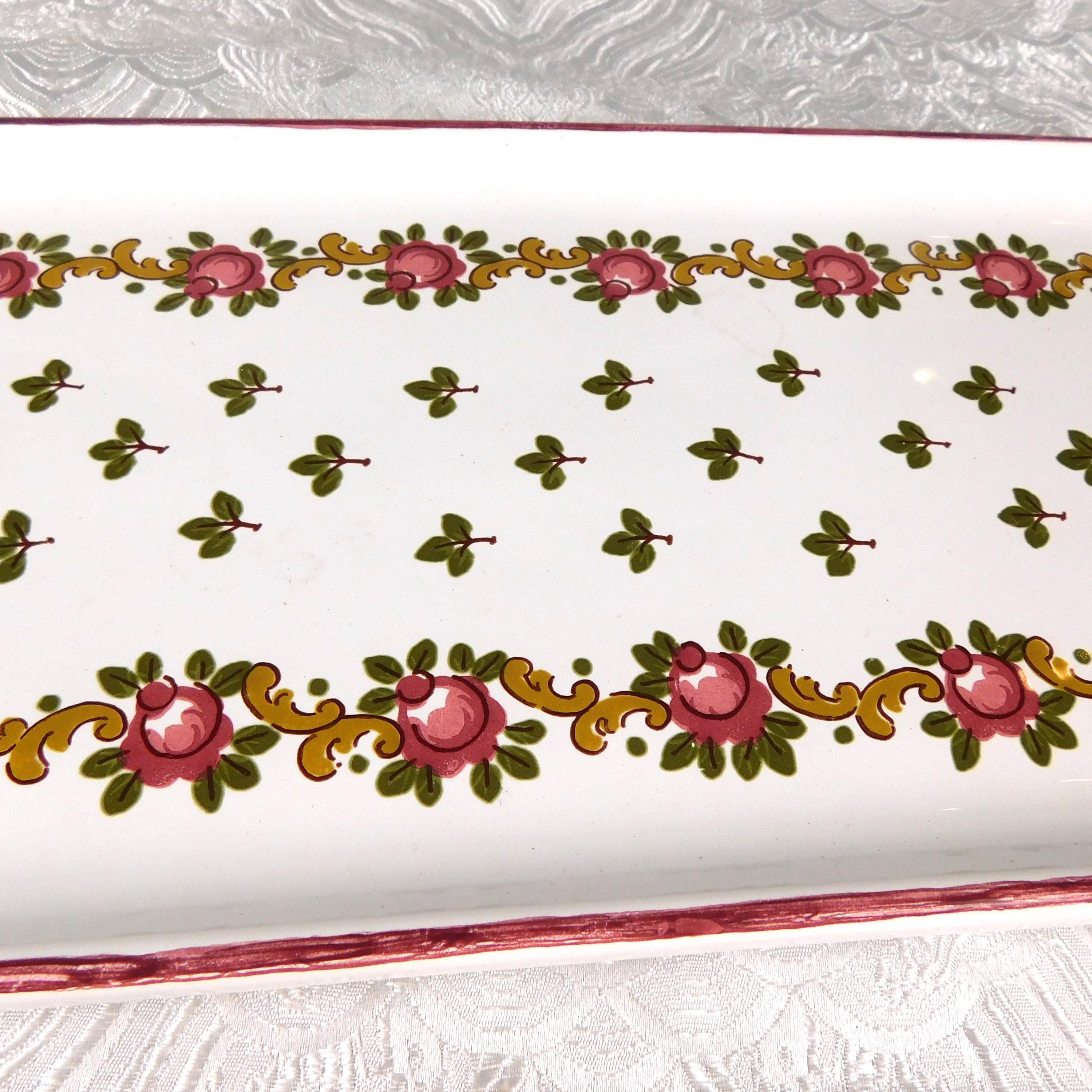 Pink Floral Ceramic Sandwich Tray # 27633