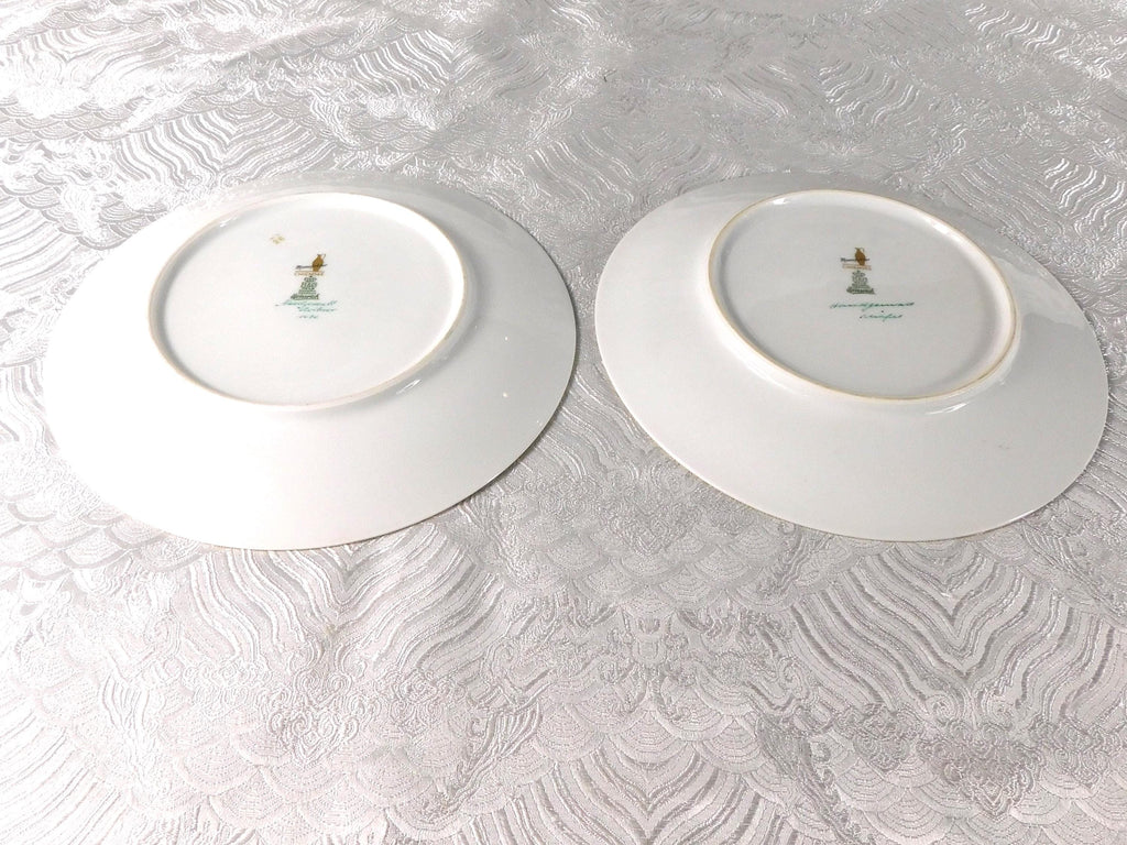 Lot of Two Aqua Heinrich & Co Plates with Gold Designs # 27686