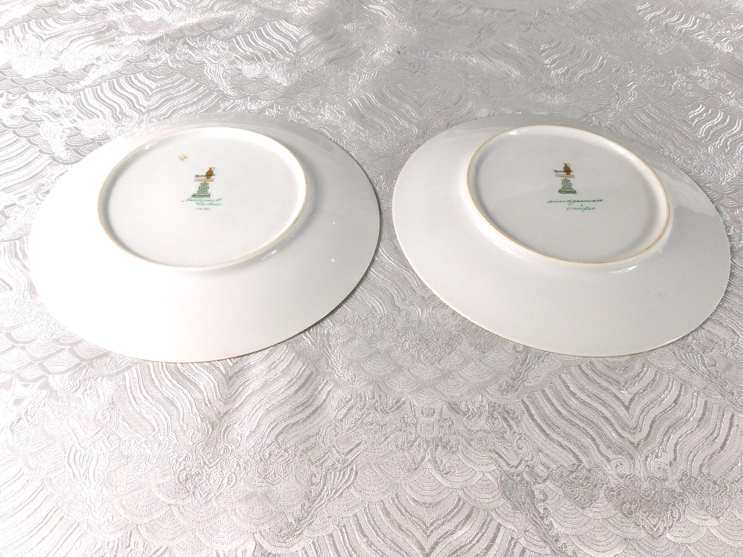 Lot of Two Aqua Heinrich & Co Plates with Gold Designs # 27686