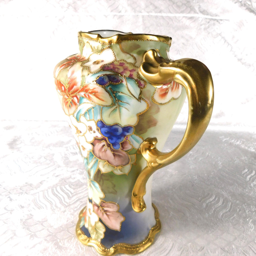 Very Colorful Chocolate Pot with Beaded Gold-No Lid # 27669