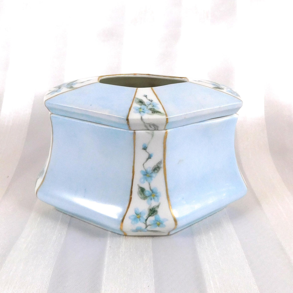 Signed MZ Austria Baby Blue Floral Hair Receiver # 26042