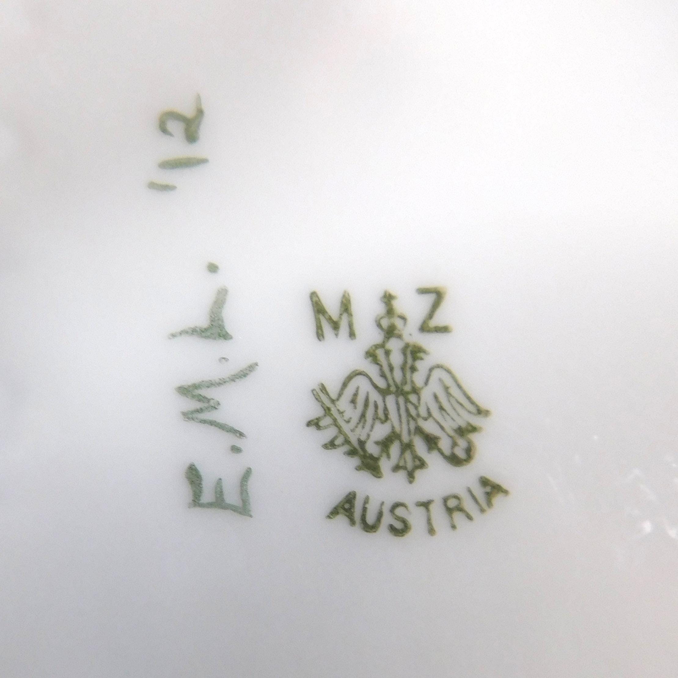 Signed MZ Austria Baby Blue Floral Hair Receiver # 26042