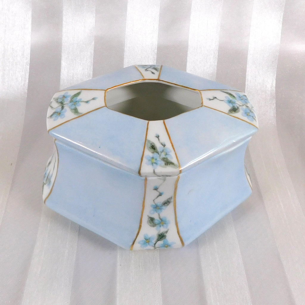 Signed MZ Austria Baby Blue Floral Hair Receiver # 26042