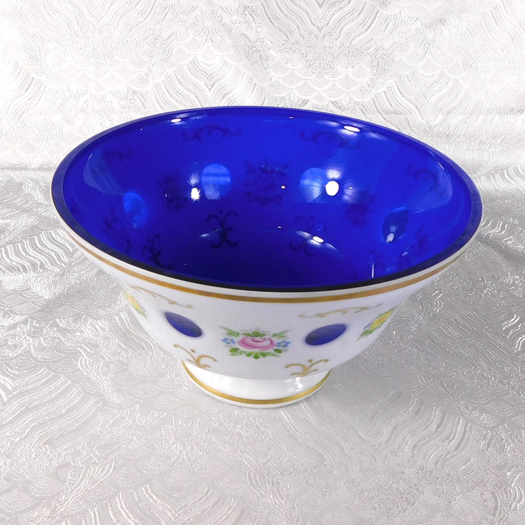 White Over Blue Cut to Clear Serving Bowl # 27667