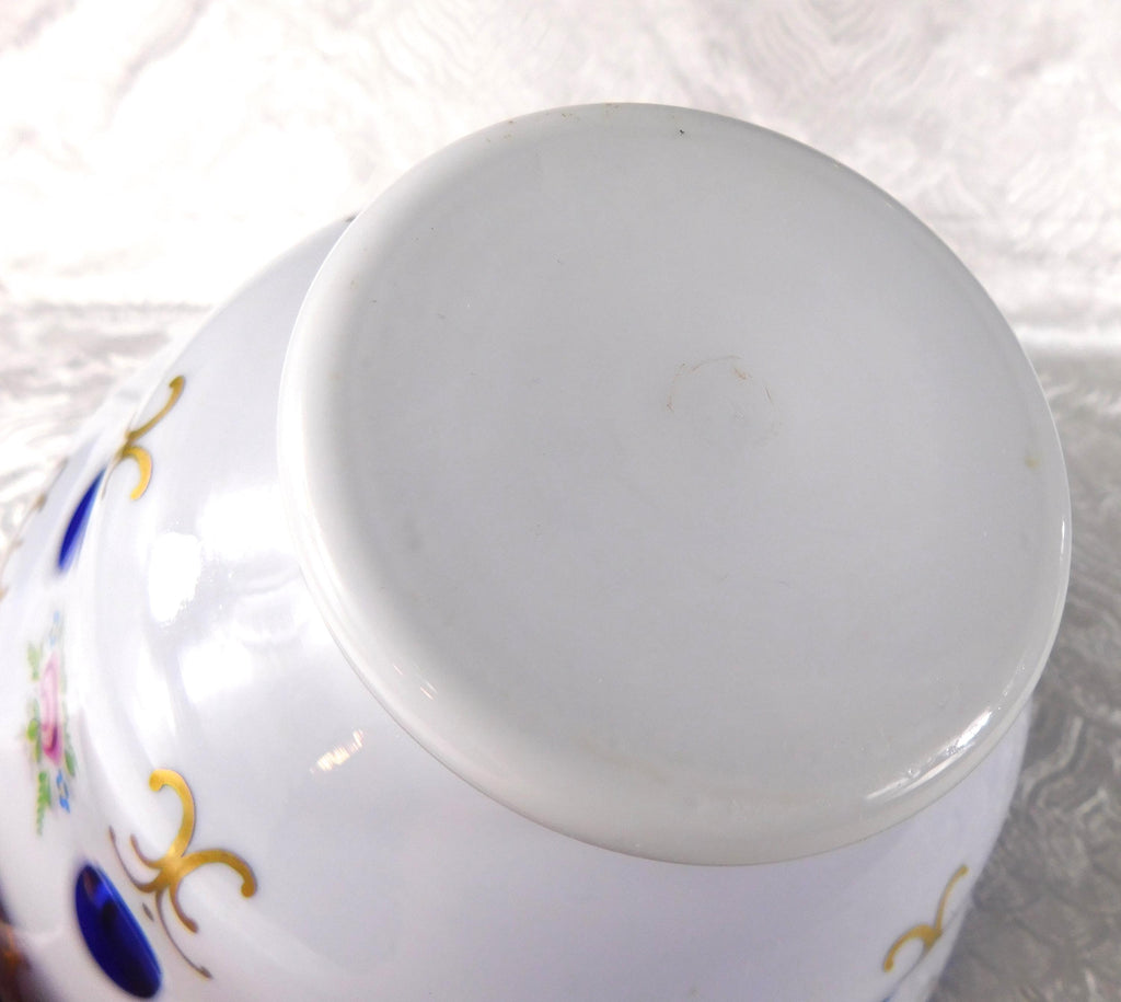 White Over Blue Cut to Clear Serving Bowl # 27667