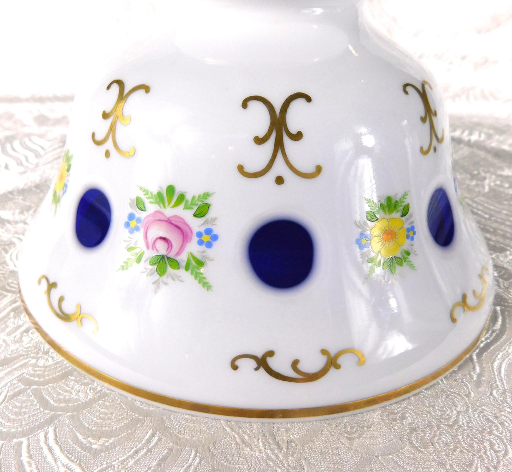 White Over Blue Cut to Clear Serving Bowl # 27667