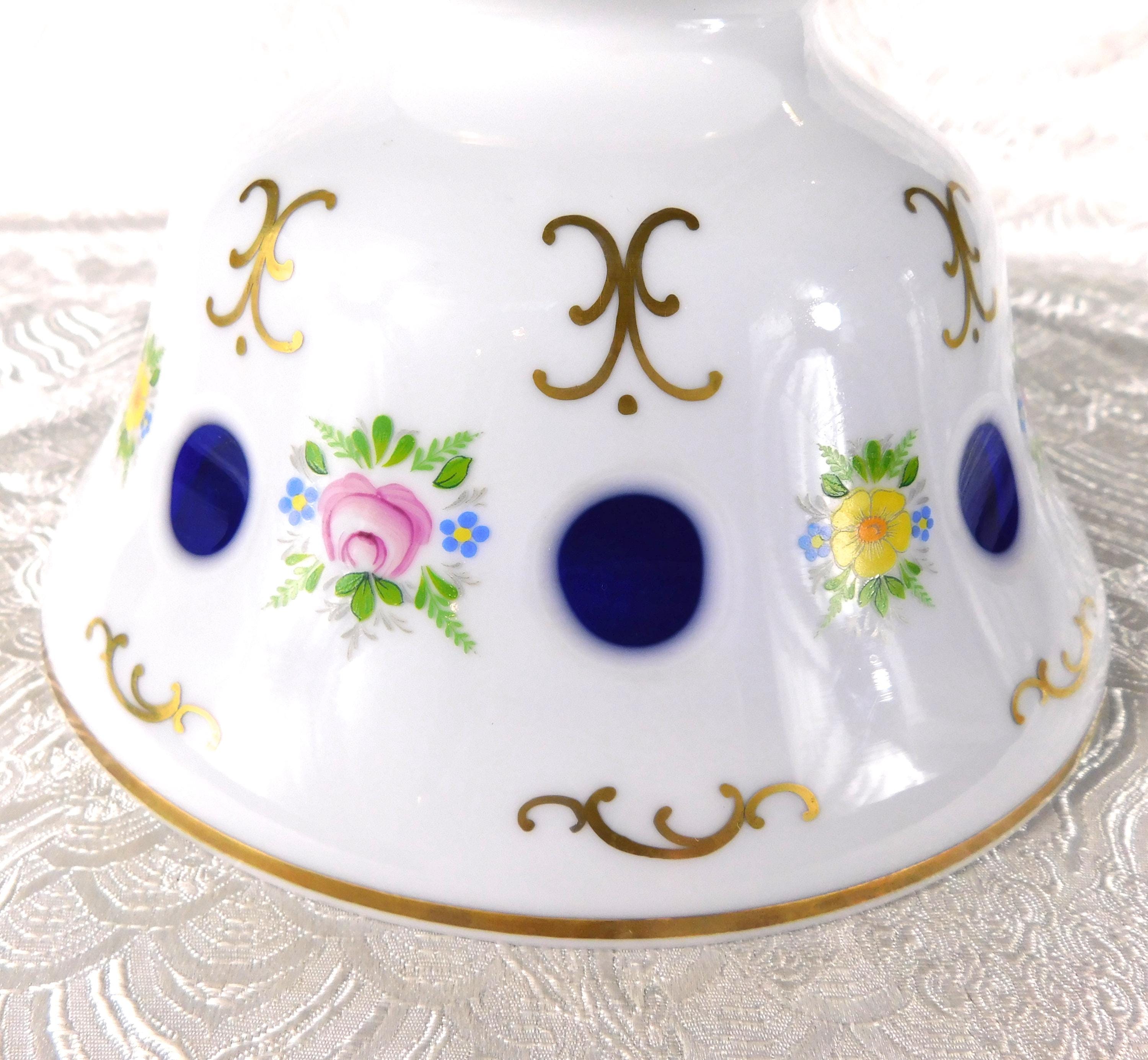 White Over Blue Cut to Clear Serving Bowl # 27667