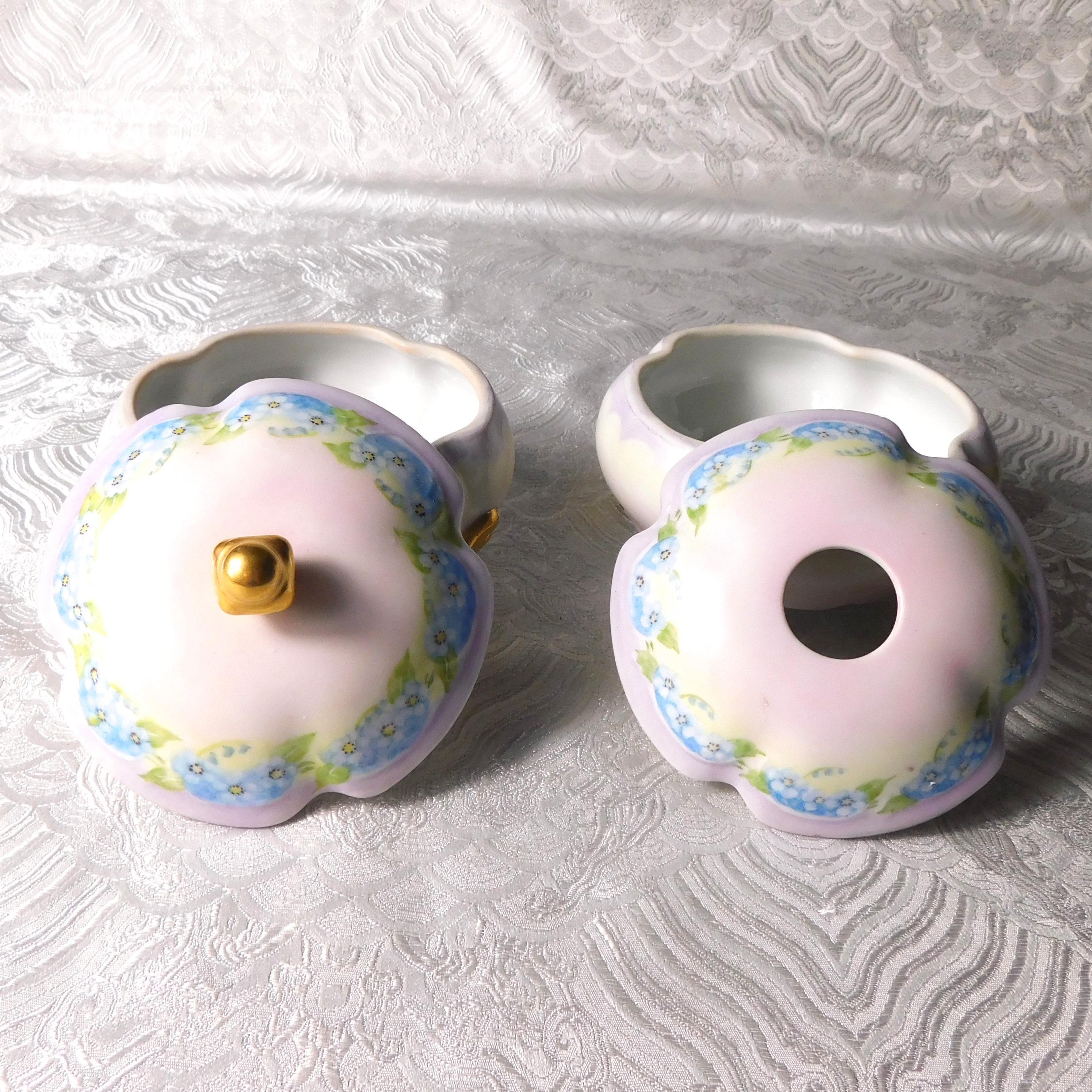 Matching Hair Receiver and Covered Vanity Jar by Boots Woodworth # 25254