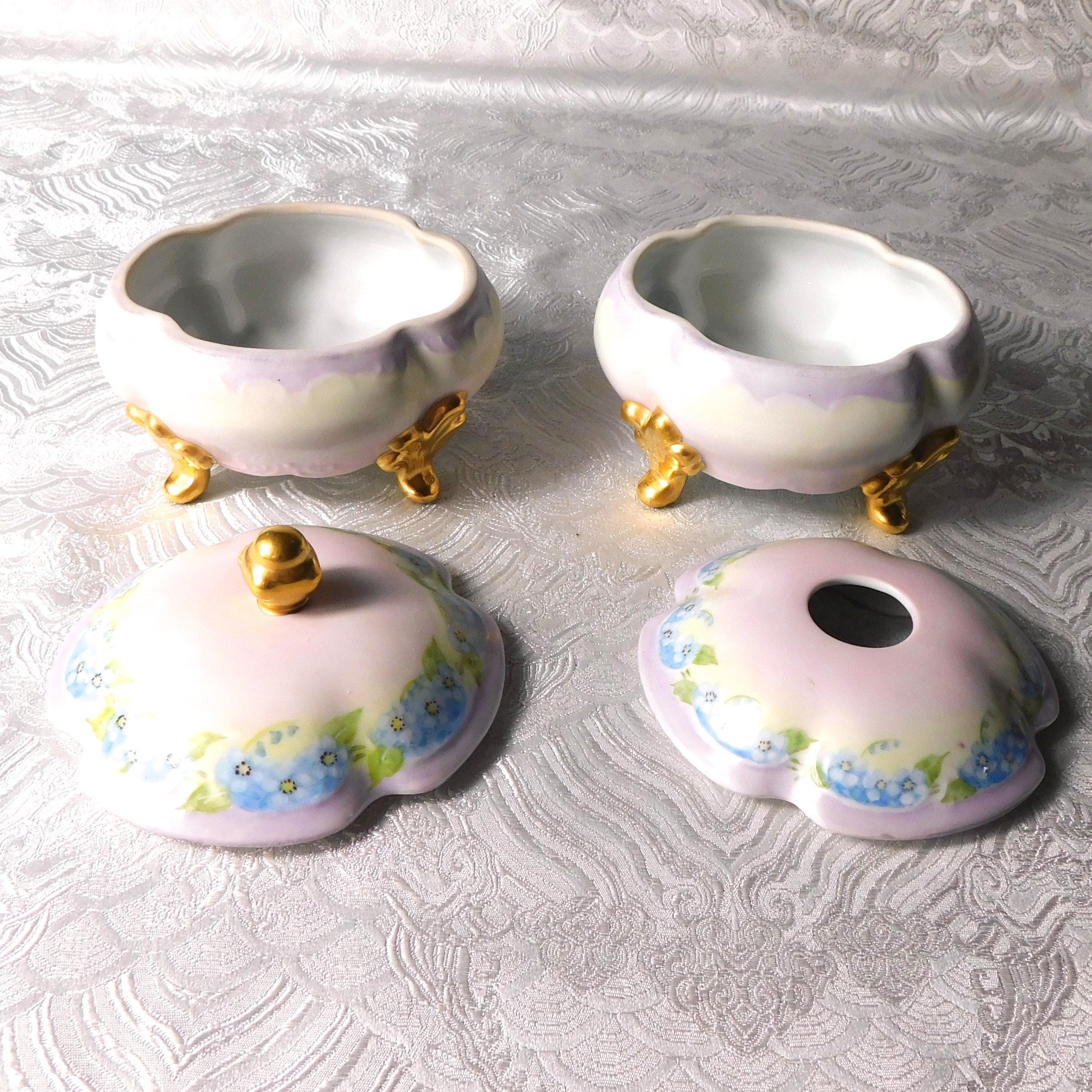 Matching Hair Receiver and Covered Vanity Jar by Boots Woodworth # 25254