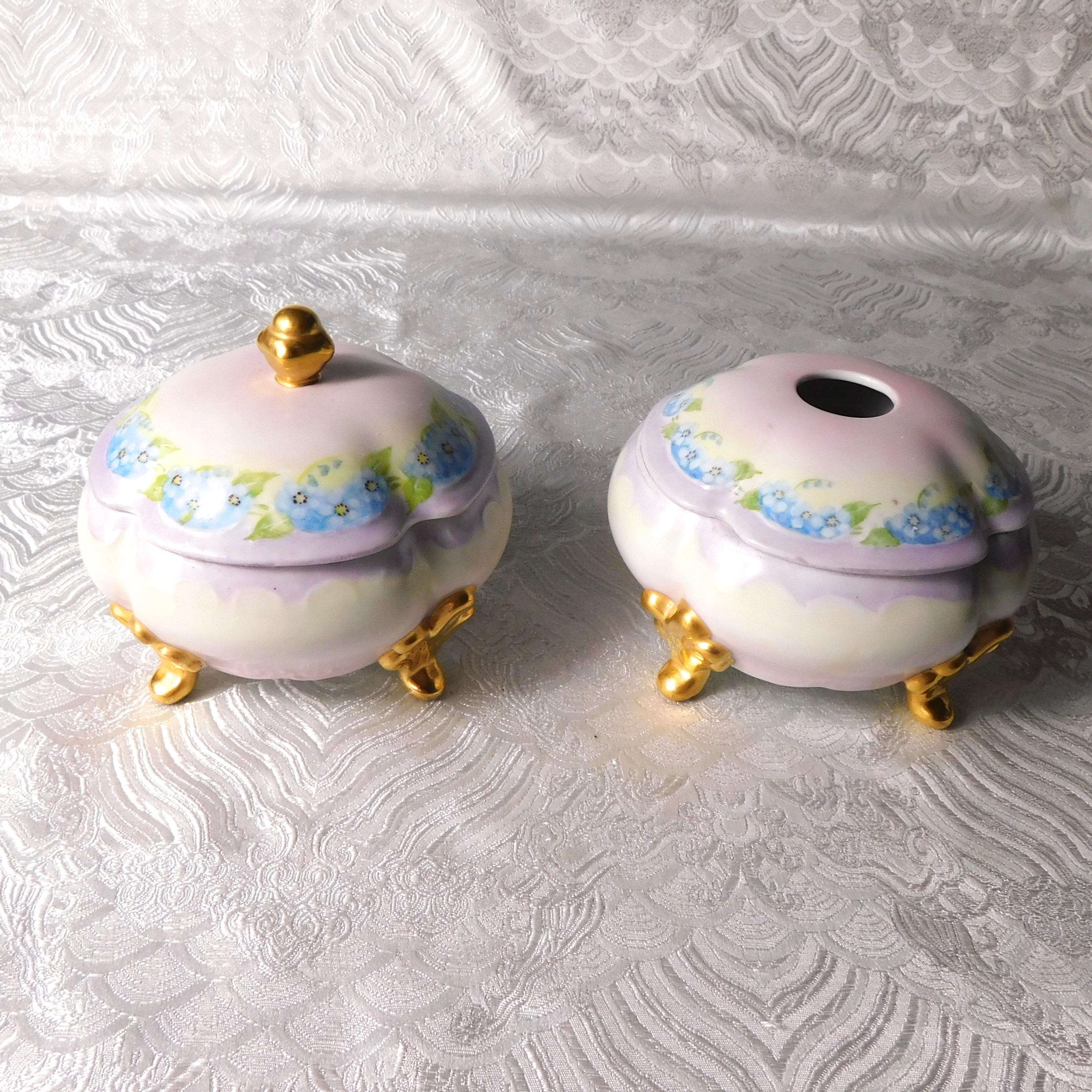 Matching Hair Receiver and Covered Vanity Jar by Boots Woodworth # 25254