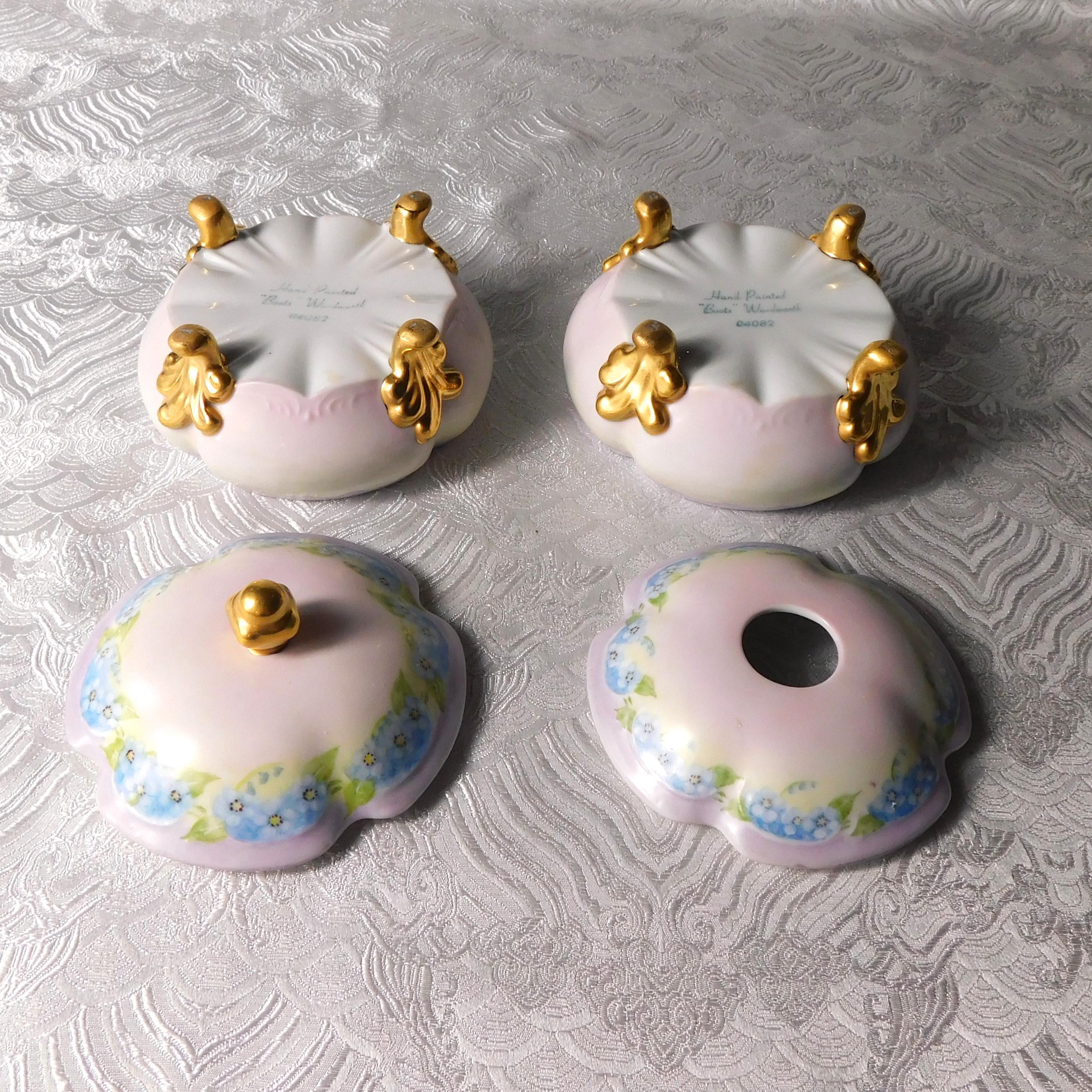 Matching Hair Receiver and Covered Vanity Jar by Boots Woodworth # 25254