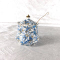 Lefton Blue Paisley Jam Jelly Pot with Lid # 27673