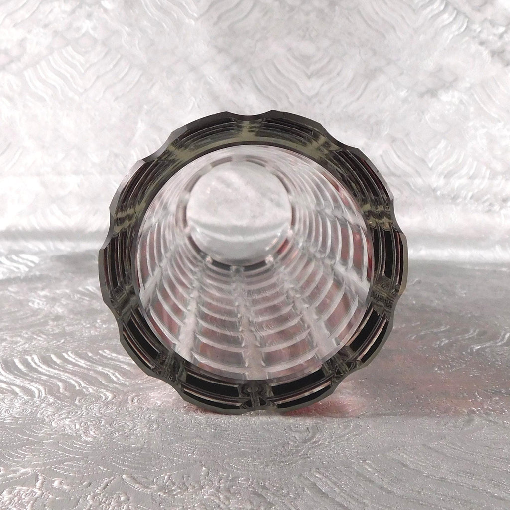 Round Red Cut to Clear Glass Vase # 27666