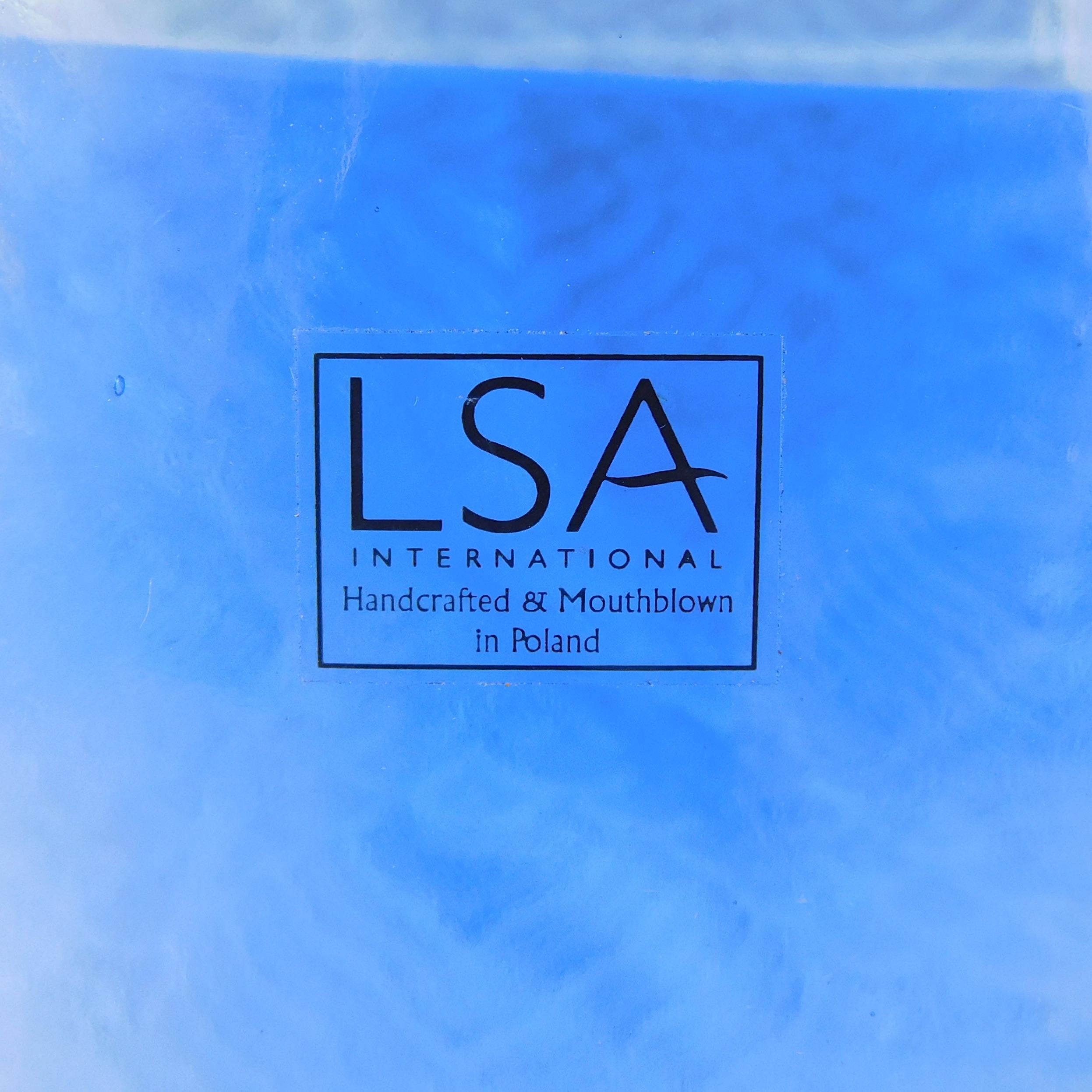 Slender Blue Art Glass Vase by LSA Poland # 27674