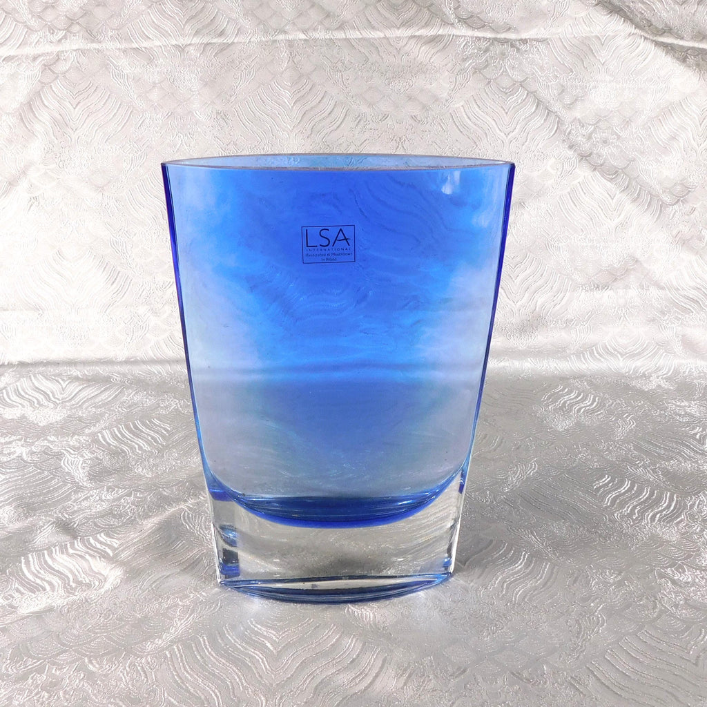 Slender Blue Art Glass Vase by LSA Poland # 27674