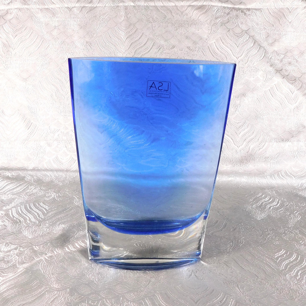Slender Blue Art Glass Vase by LSA Poland # 27674