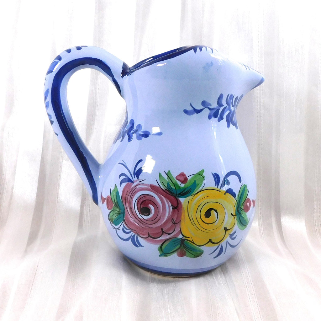 Blue Floral Pitcher from Portugal # 25862