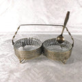 Two Dish Jelly Jar Condiment Stand with Metal Rack and Spoon # 27671
