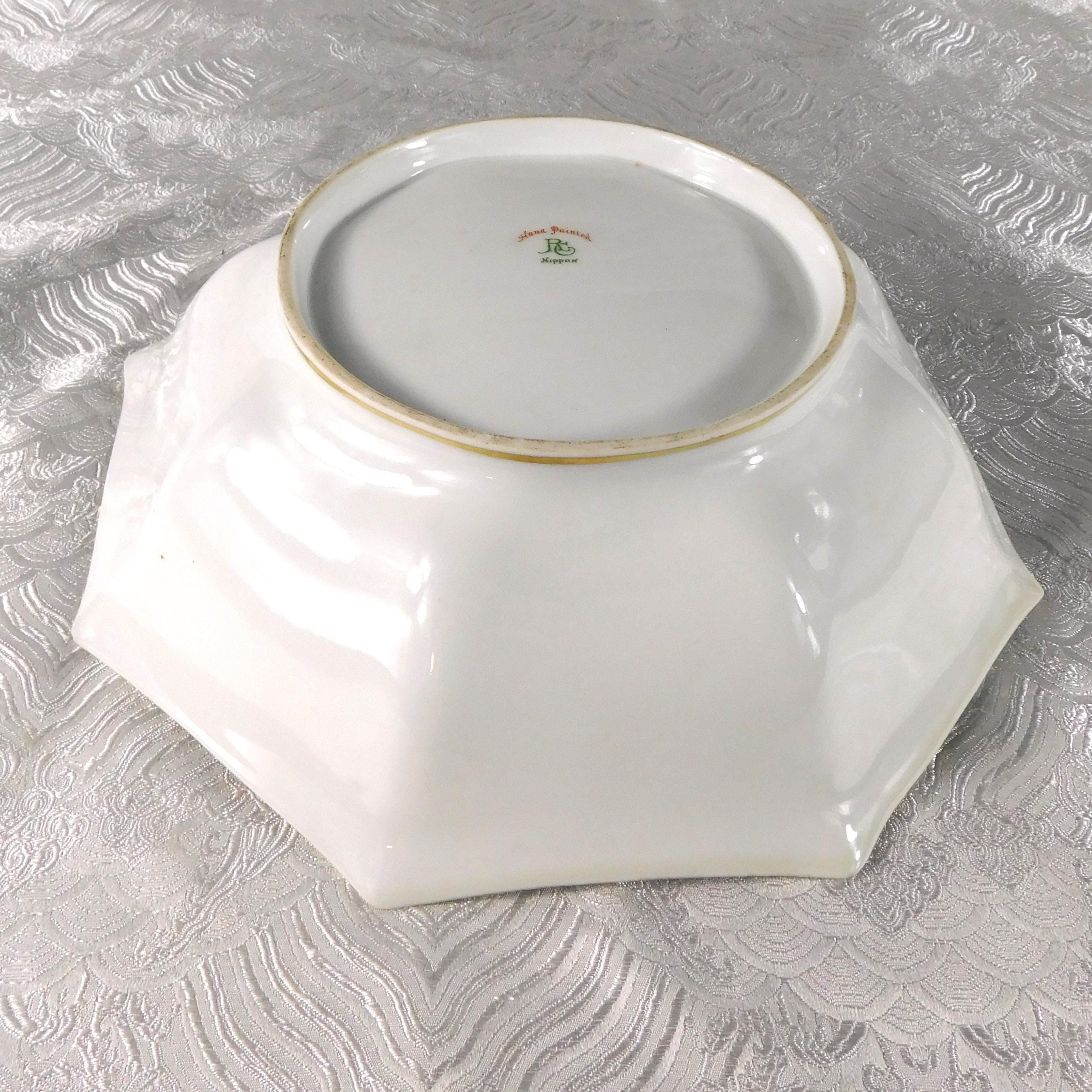 Large Nippon Bowl with Poppies and Gold Beading #  27677