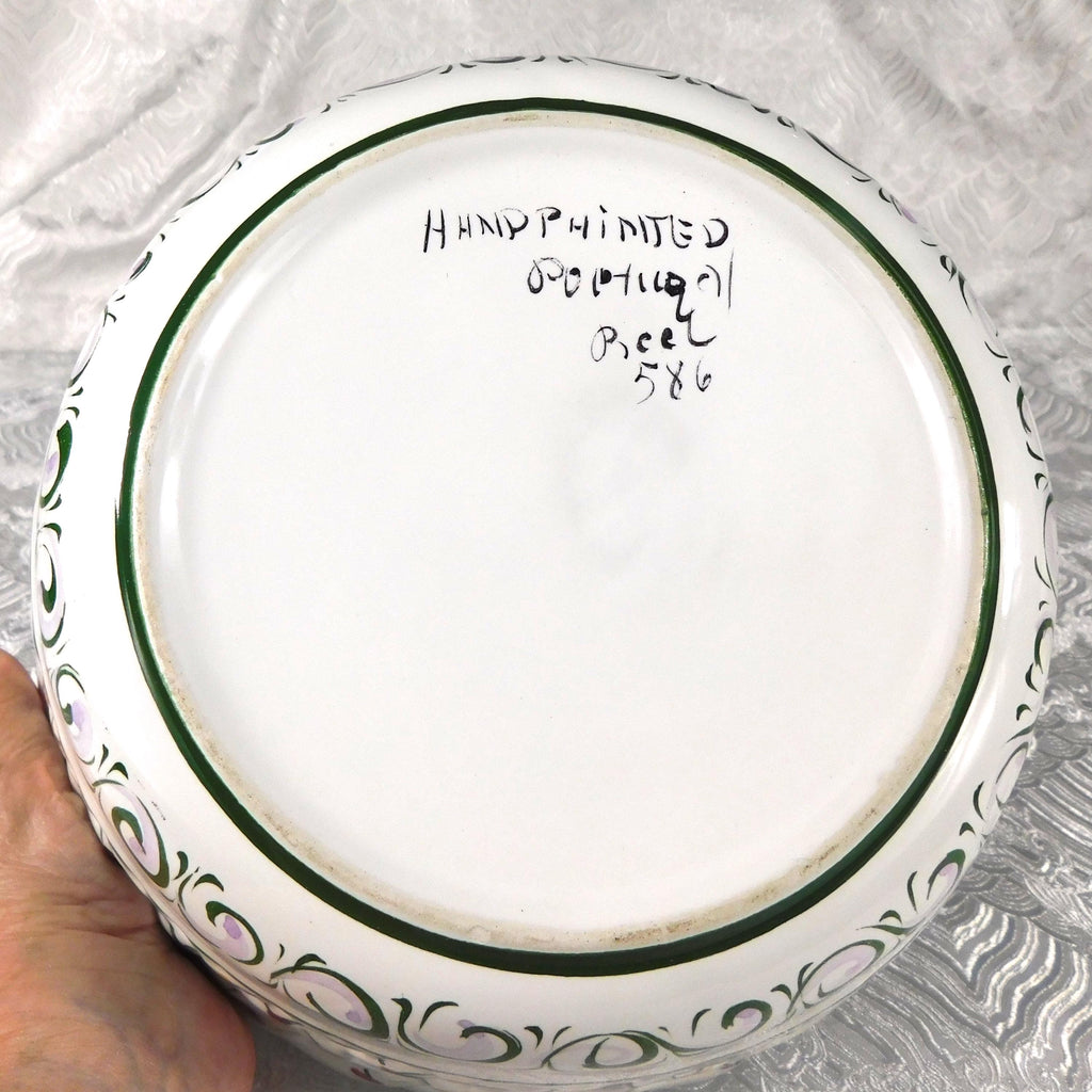 Large Hand Painted Bowl with Pierced Design # 27553