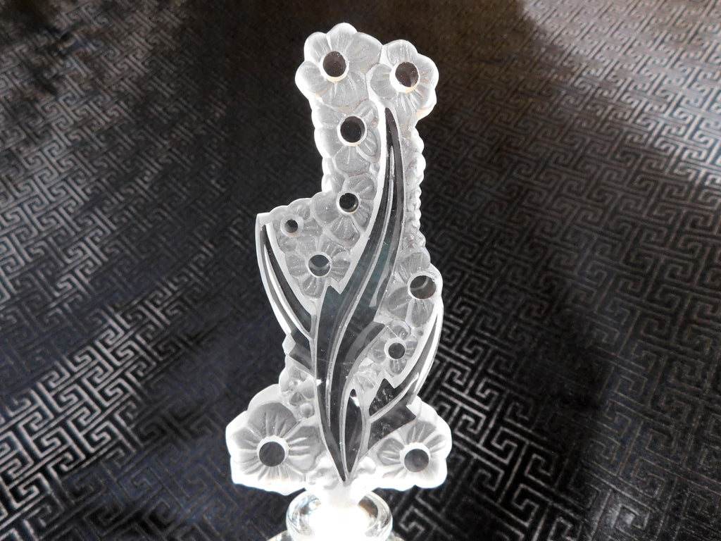 Round Glass Perfume Bottle with Flower Shaped Stopper # 23509