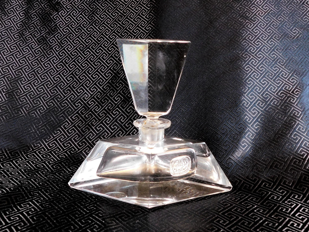 Large Cut Crystal Perfume Bottle Marked Bohemia-chipped # 23458