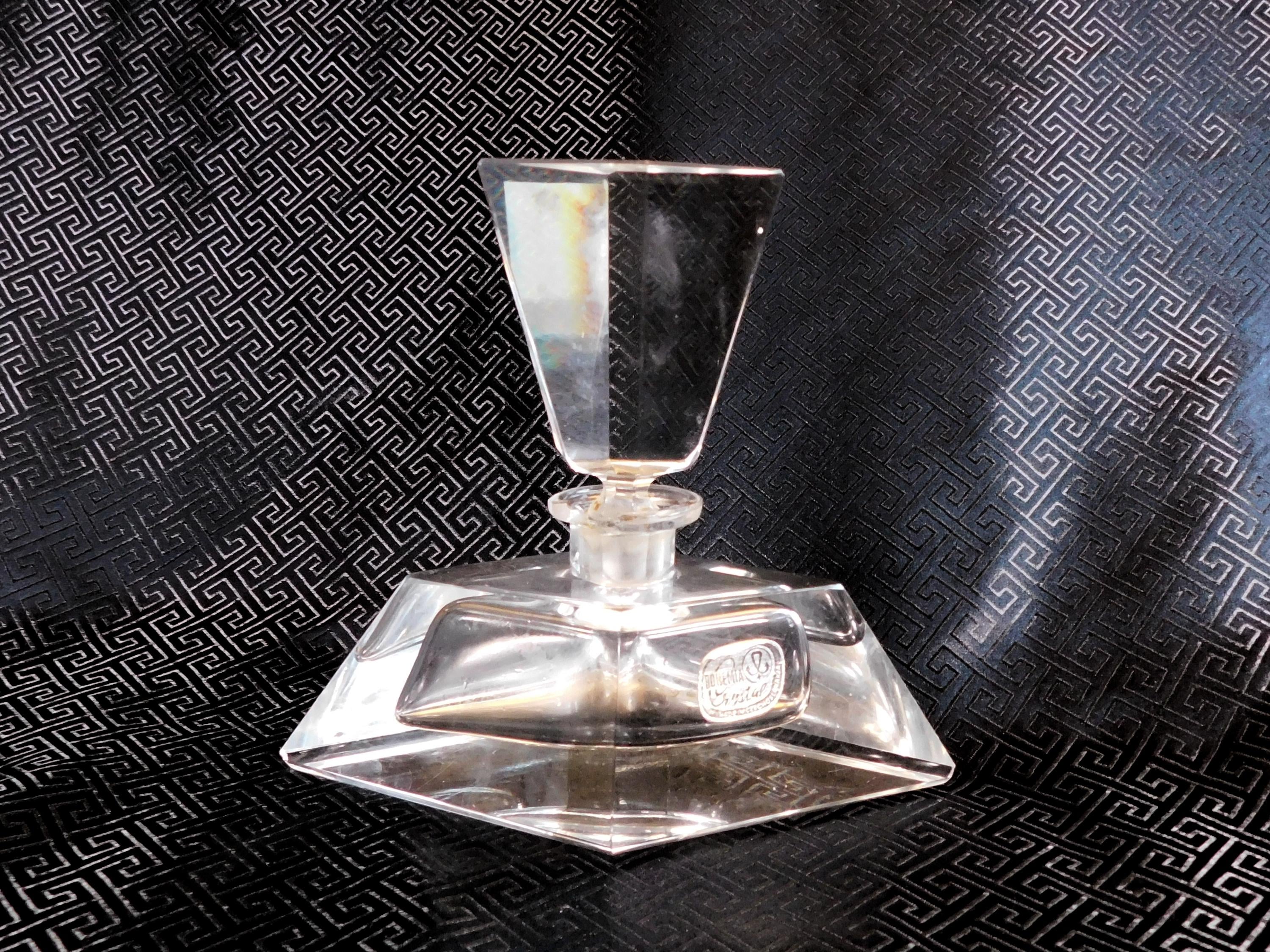Large Cut Crystal Perfume Bottle Marked Bohemia-chipped # 23458