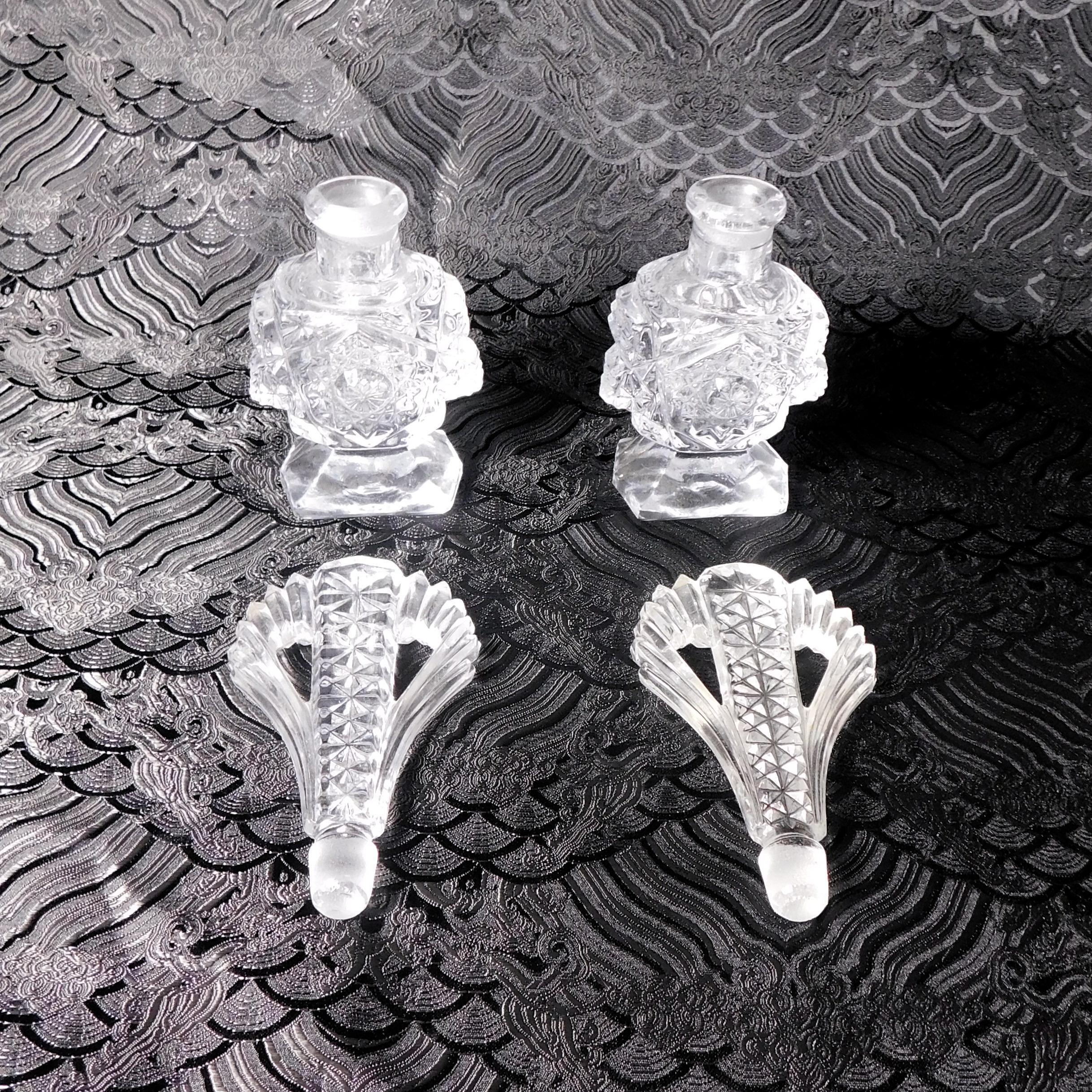 Pair of Two Matching Perfume Bottle with Large Stoppers # 23234