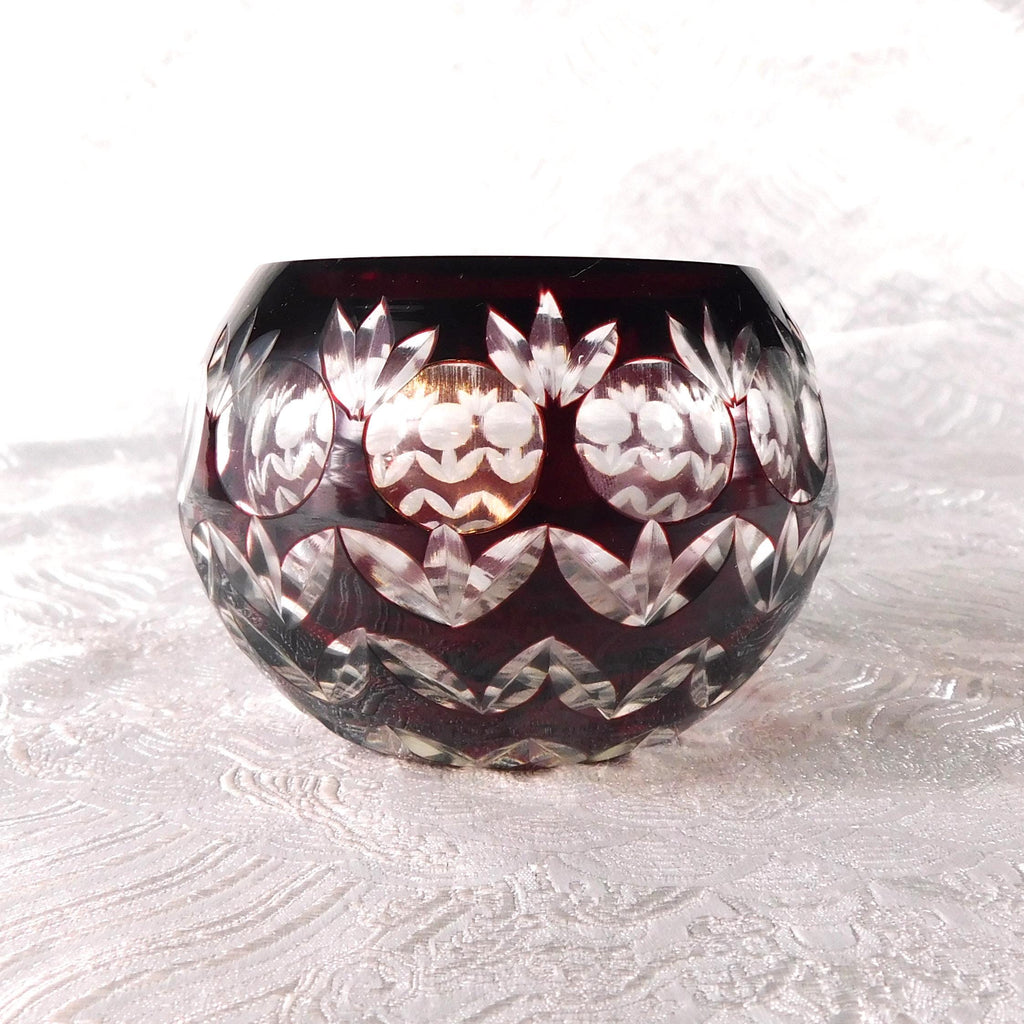 Lot of Two Red Cut to Clear Small bowls # 27348
