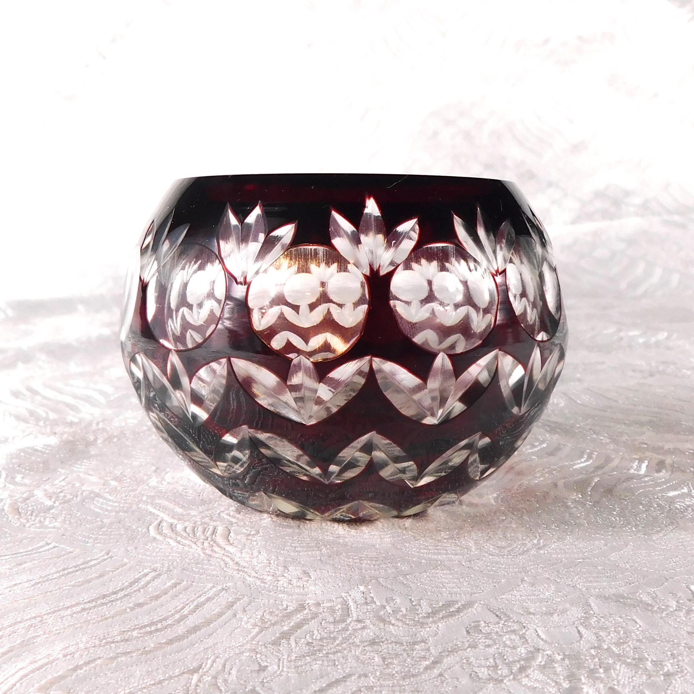 Lot of Two Red Cut to Clear Small bowls # 27348