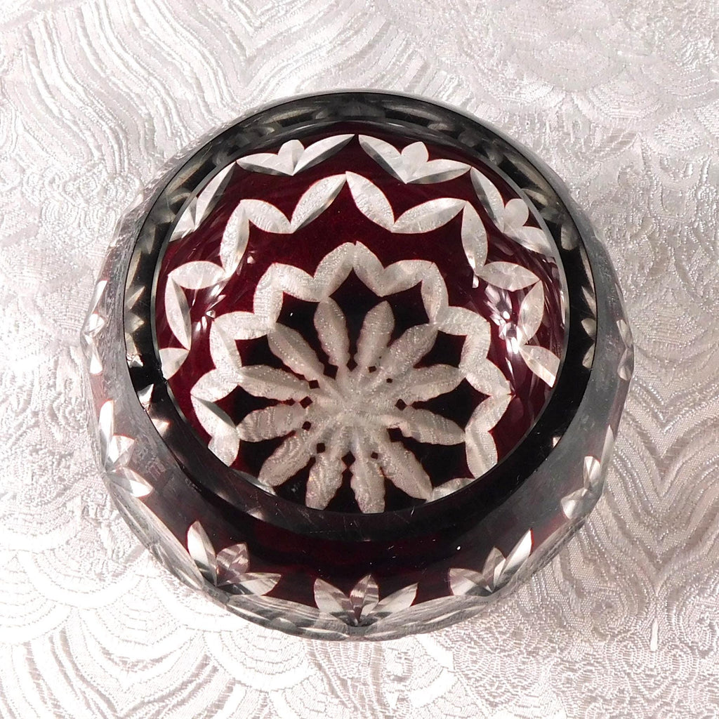 Lot of Two Red Cut to Clear Small bowls # 27348